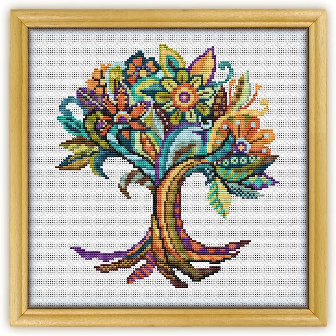 Mandala Tree of Life K256 – Patrón de punto de cruz. Patrón impreso en el interior. Sin tela, hilos, agujas, aros. Patrón de bordado