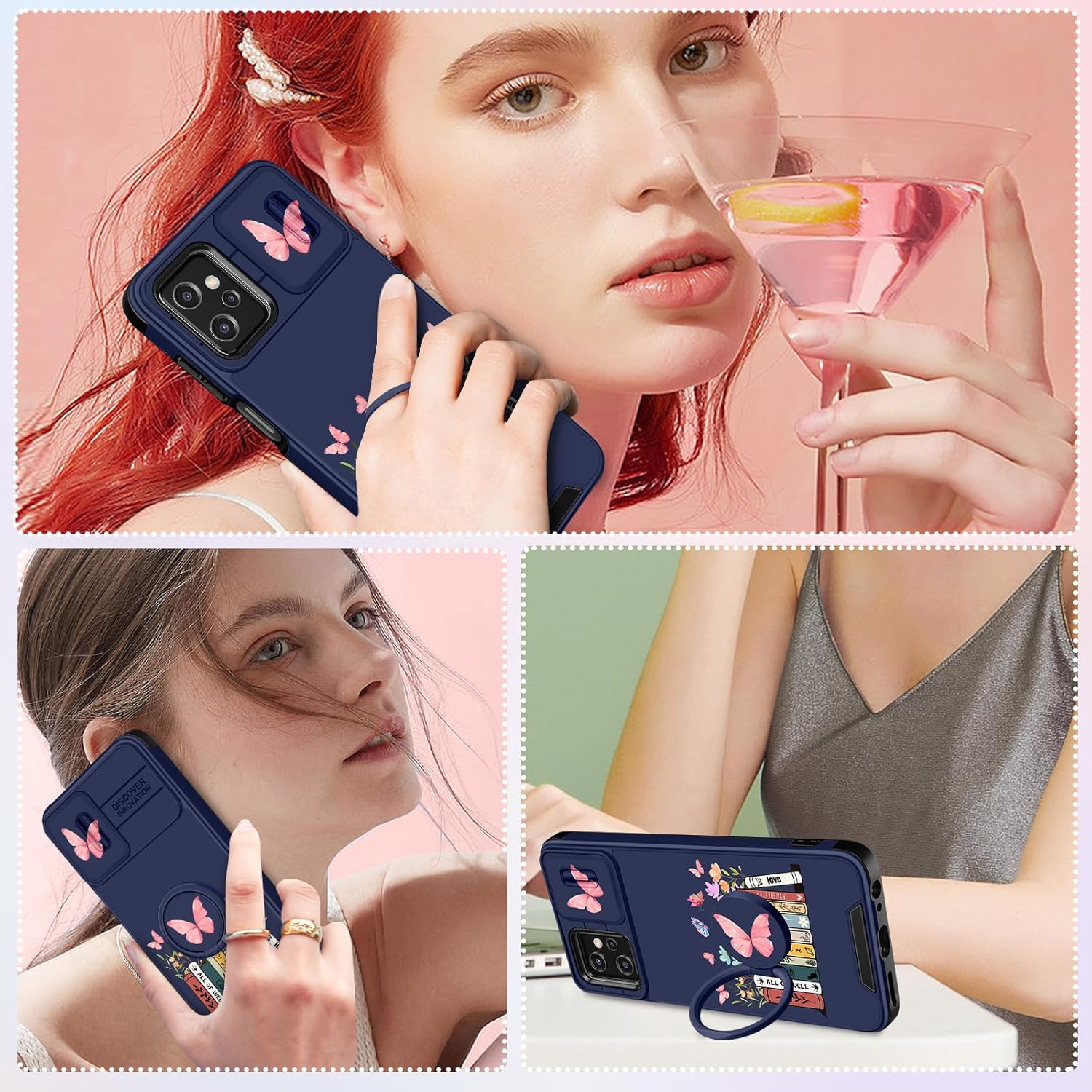 Funda 2 en 1 para Moto G Power 5G 2023 para mujeres y niñas, linda funda de teléfono femenina, adolescente, niñas, diseño de dibujos animados de