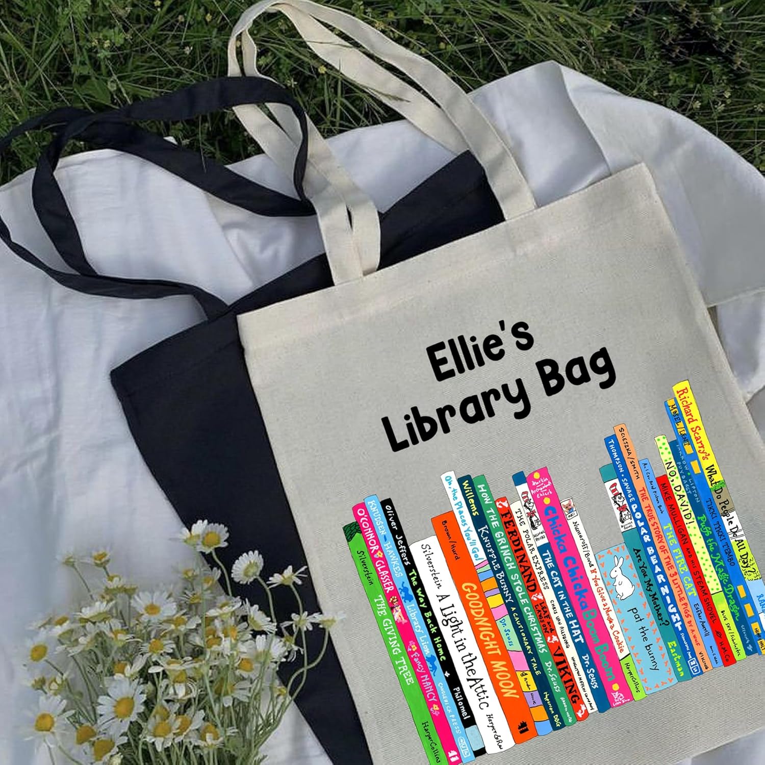 Personalized Library Tote Bag – Custom Name Book Bag, Reading Canvas Tote Bag, Bookworm Cotton Tote Bag