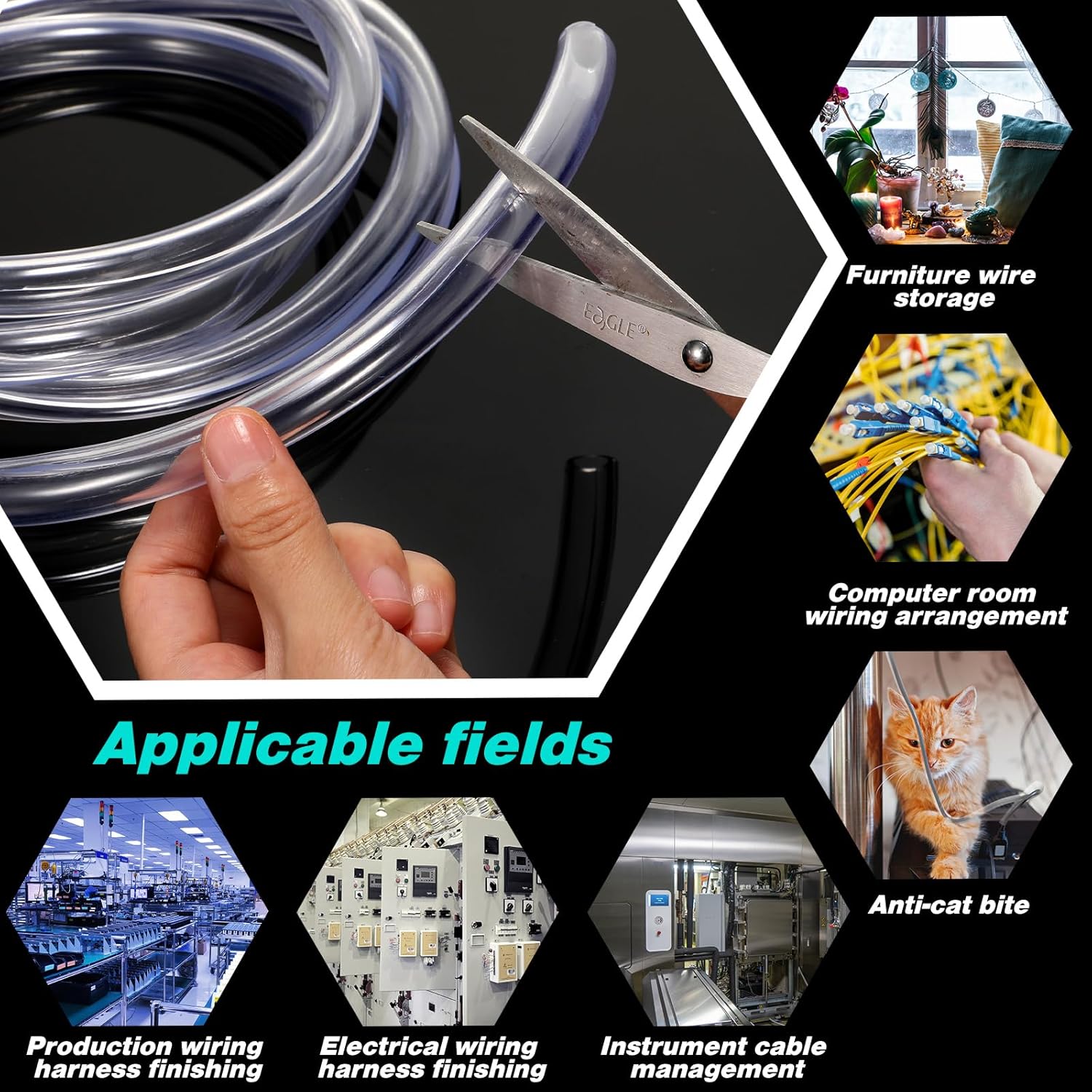 Protectores de cable flexible de PVC para evitar que los gatos masticen los cables, protector de cable eléctrico transparente, fundas de cable de