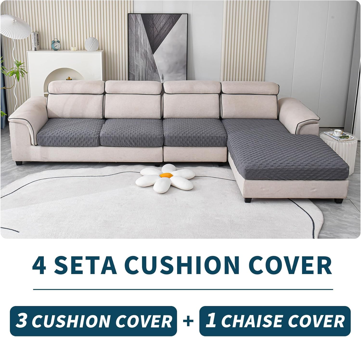LUFEIJIASHI Fundas para sofá seccional, fundas de cojín en forma de L para sofá seccional, fundas elásticas para sofá seccional, protector de