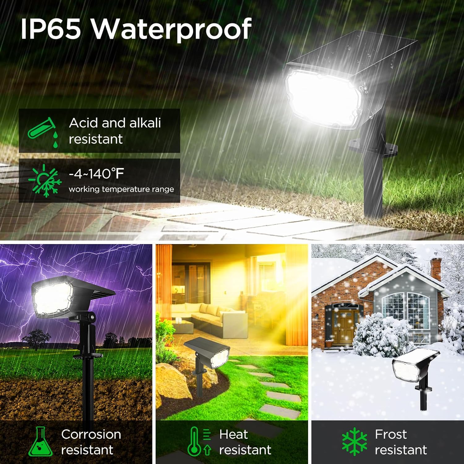 ropelux Focos solares para exteriores, luces solares para exteriores del anochecer al amanecer con 2 modos de iluminación de pared de paisaje, luz