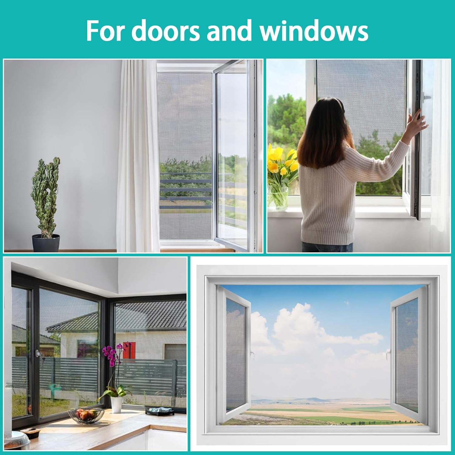 Sukh 48 x 118 malla para ventana  Pantalla de repuesto de malla de fibra de vidrio para ventana de patio, porche, ventana, pantalla de red
