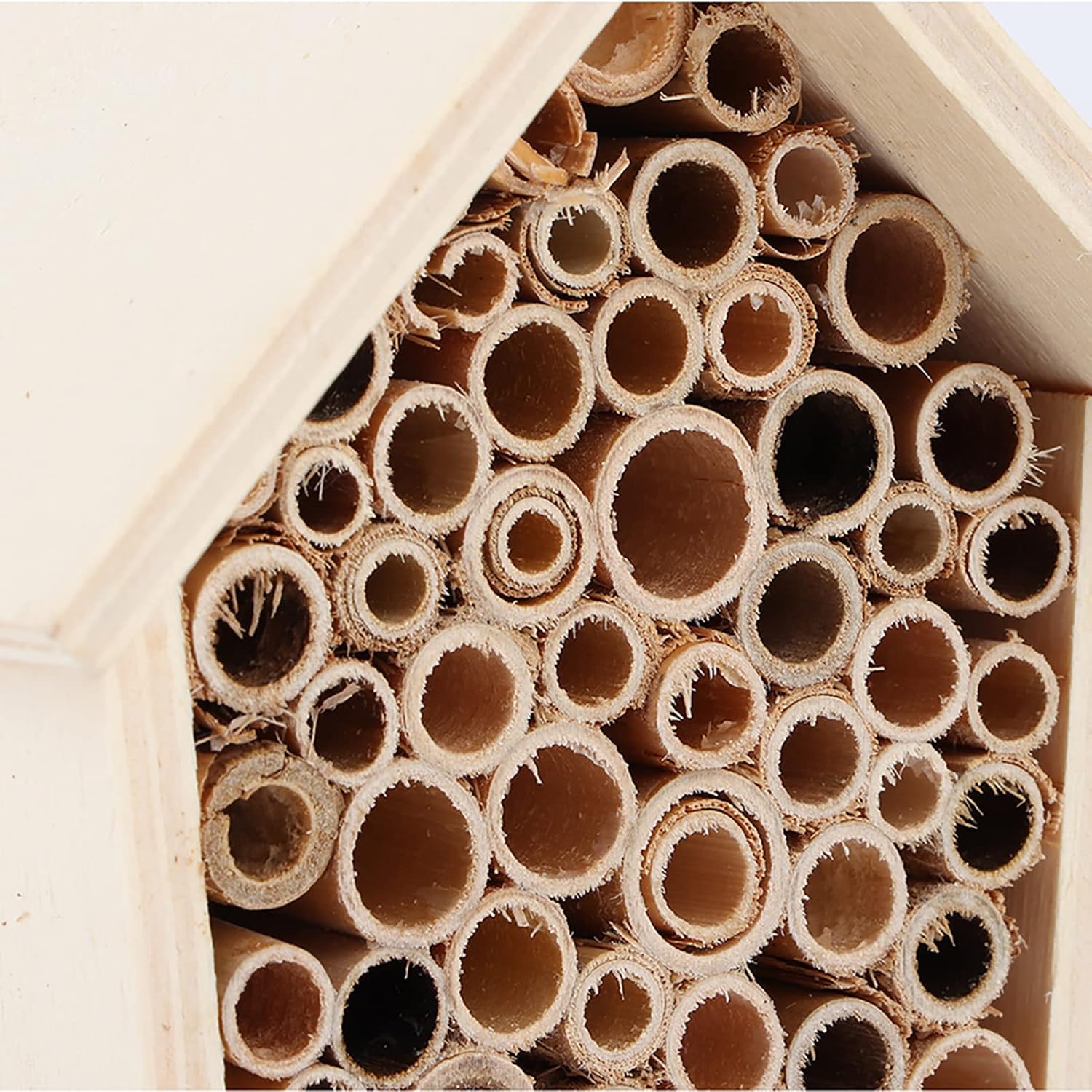 Fydun Caja de anidación de madera de la casa de la abeja de madera para la decoración del jardín al aire libre de madera de la casa de la abeja