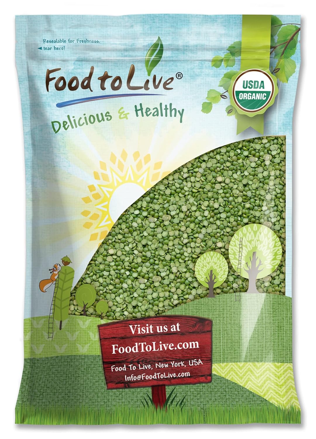 Guisantes verdes orgánicos, 15 libras, sin OMG, secos, veganos, kosher, a granel. Fácil de cocinar. Gran fuente de proteínas, fibra, minerales