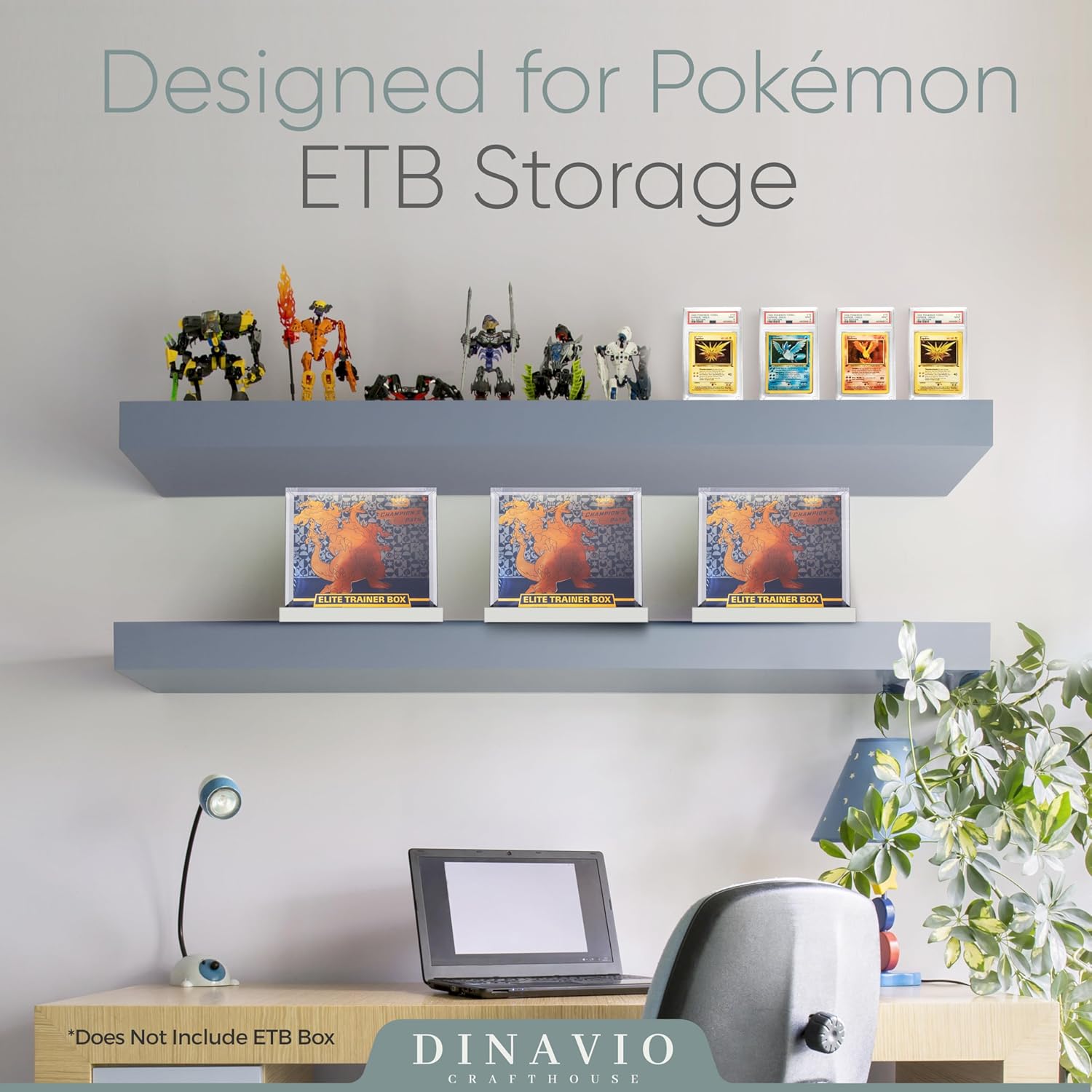Elite Trainer – Caja de acrílico para exhibición, estuche de Pokémon para ETB, tarjetas no incluidas, caja magnética acrílica de alta calidad con