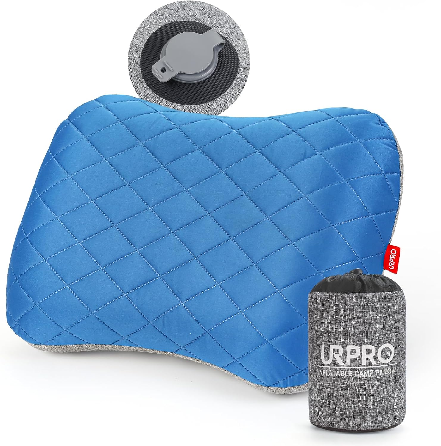 Almohada inflable ultraligera de viaje para acampar con funda suave lavable, compresible, compacta, cómoda, ergonómica, almohadas inflables para