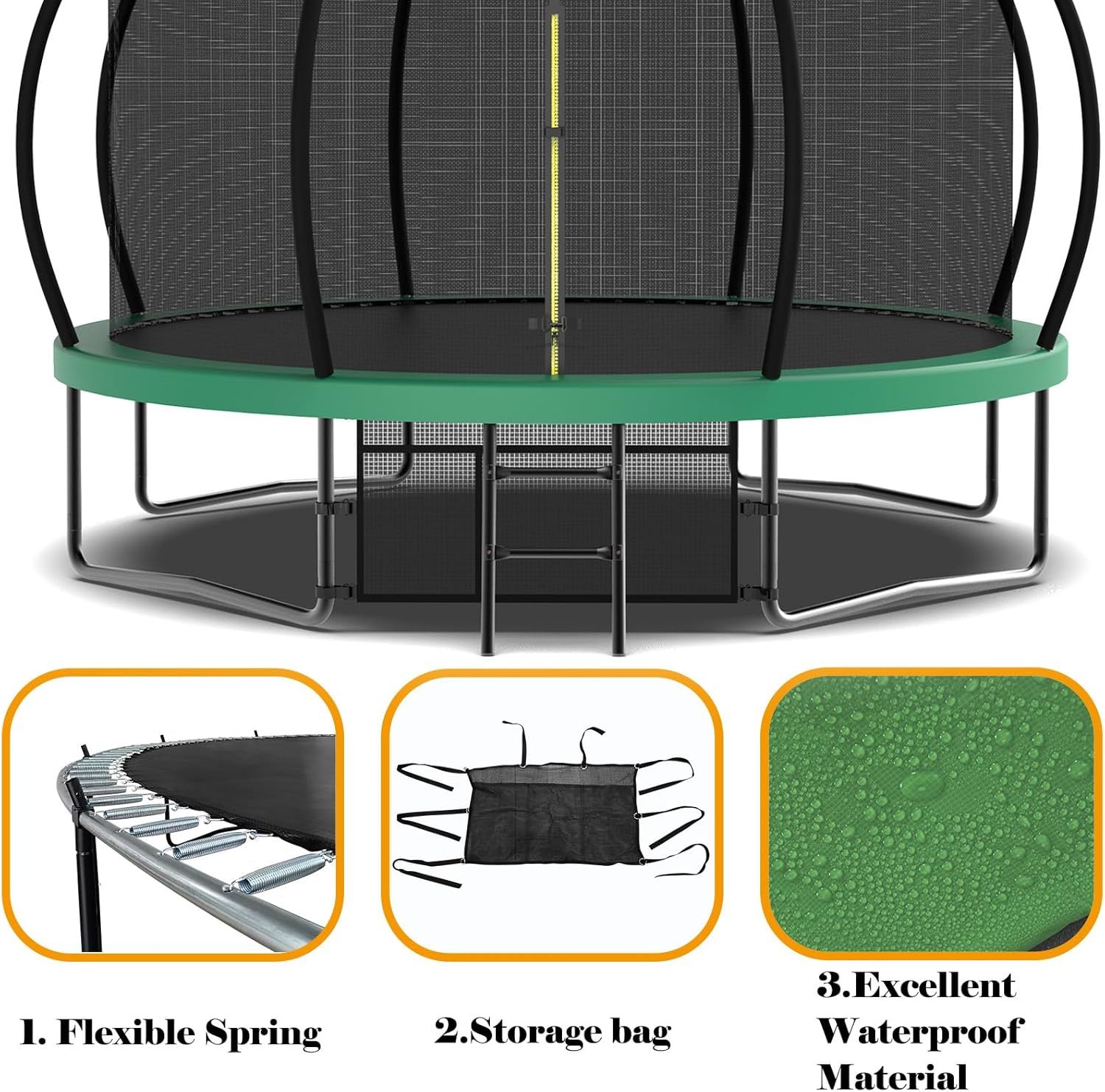 Livavege Trampolines 10FT Trampoline with Safety Enclosure Net & Ladder, Outdoor Trampoline for Kids and Adults with Heavy Duty Jumping Mat and