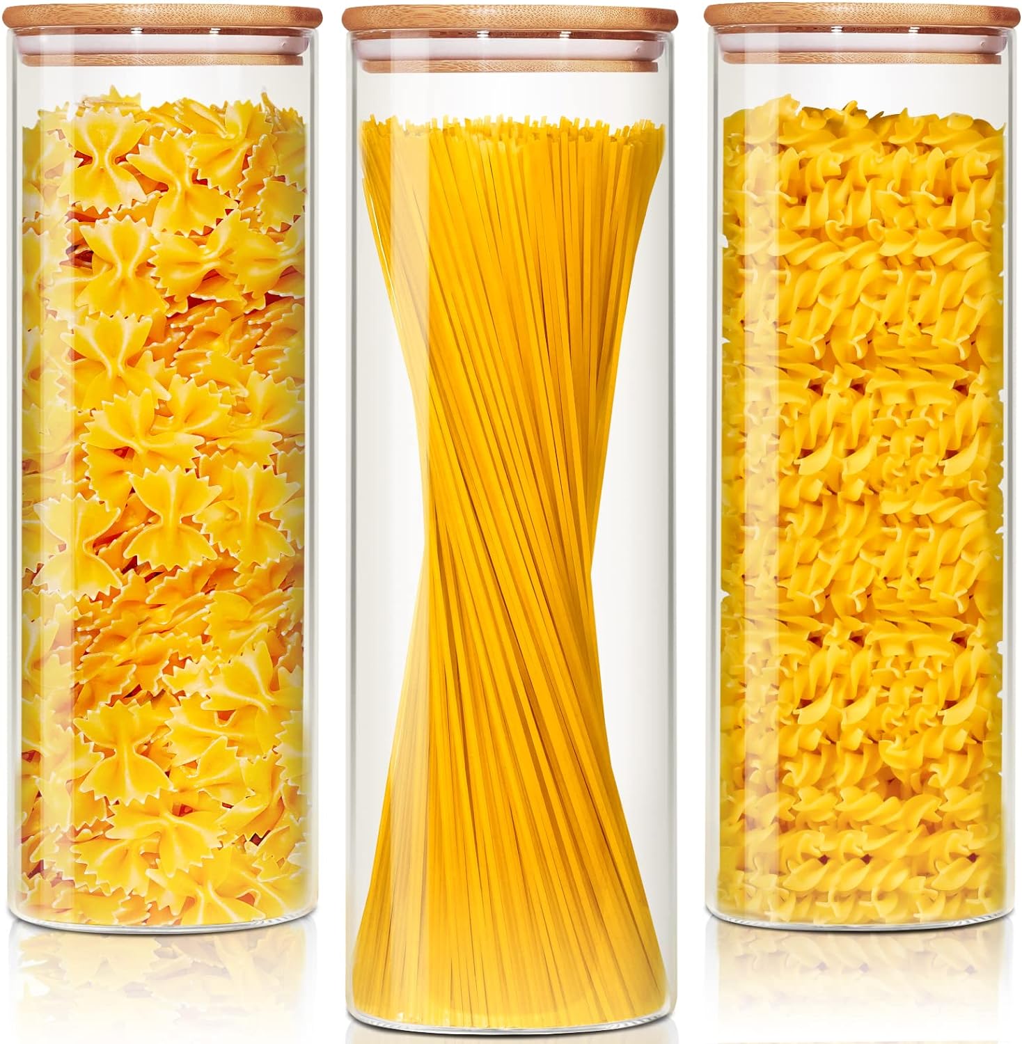 Tarros de vidrio con tapas de bambú de 79 onzas líquidas juego de 3, recipientes de vidrio con tapas herméticas, recipientes de almacenamiento de