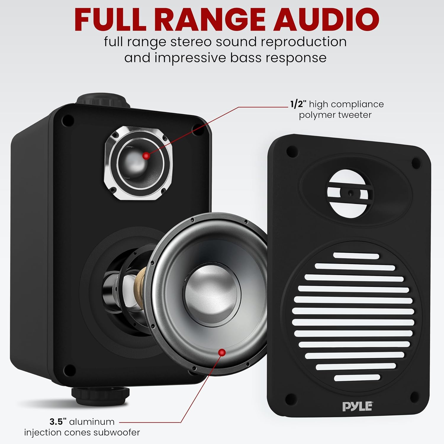 Pyle Par de altavoces para interiores y exteriores  Sistema de altavoces de rango completo de 2 vías de 200 vatios a prueba de agua dual de 3.5