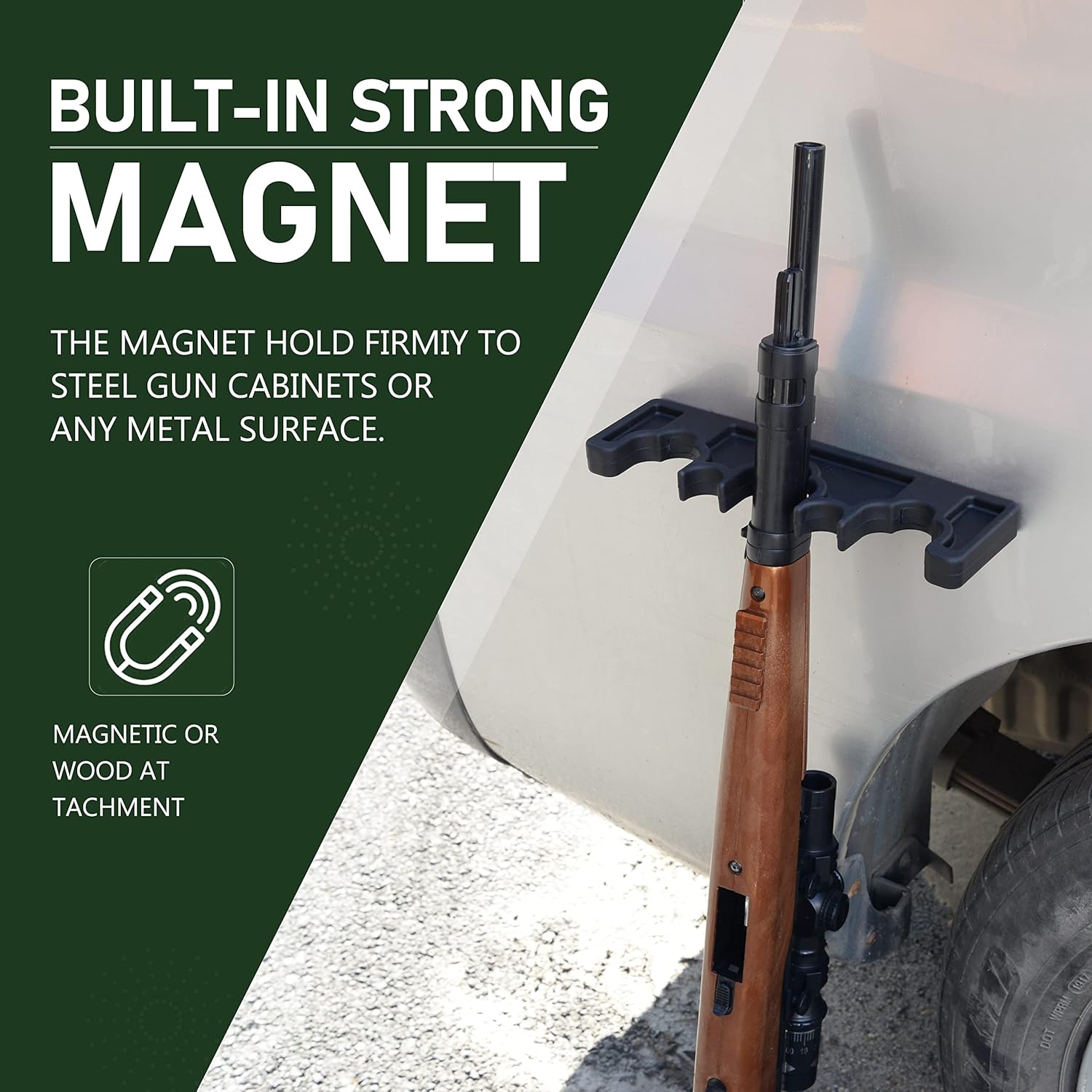 Estante magnético para rifles, estante de goma duradero para almacenamiento de armas, soporte magnético para pistola en gabinete de pistola,
