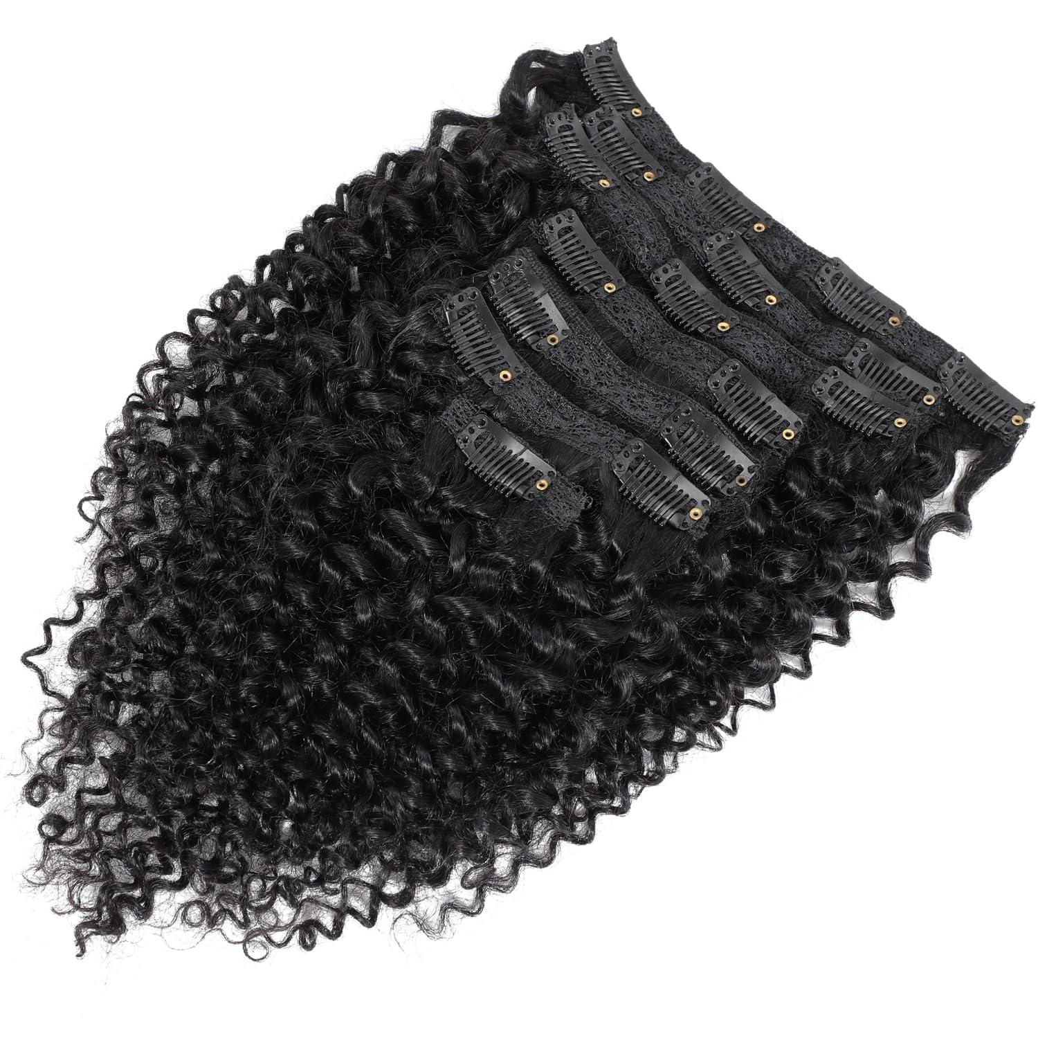Extensiones de cabello humano rizado con clip, cabello humano real para mujeres negras, 3C 4A, cabello humano rizado con clip, cabello Remy