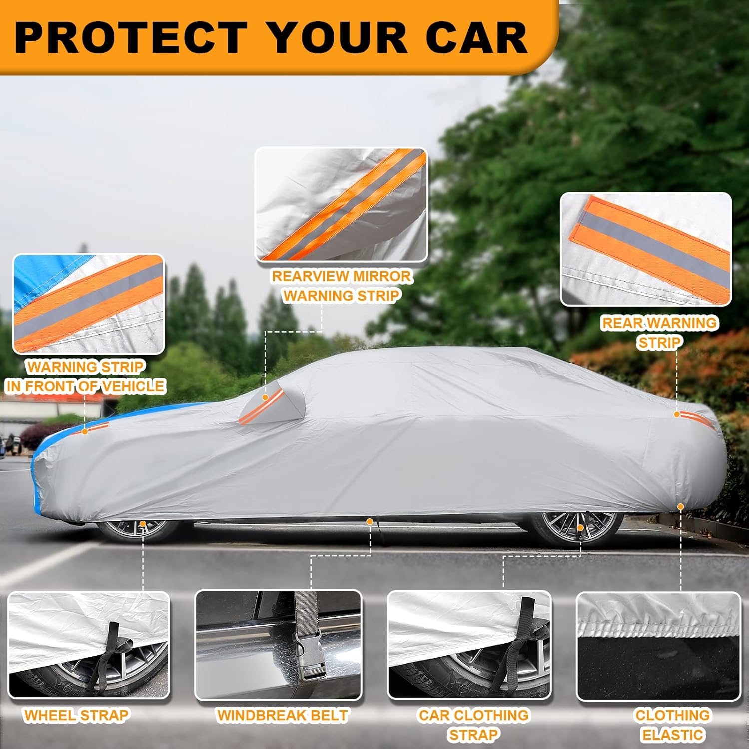 Funda impermeable para todo tipo de clima, transpirable, protección UV, a prueba de nieve, a prueba de polvo, universal (2 para automóvil