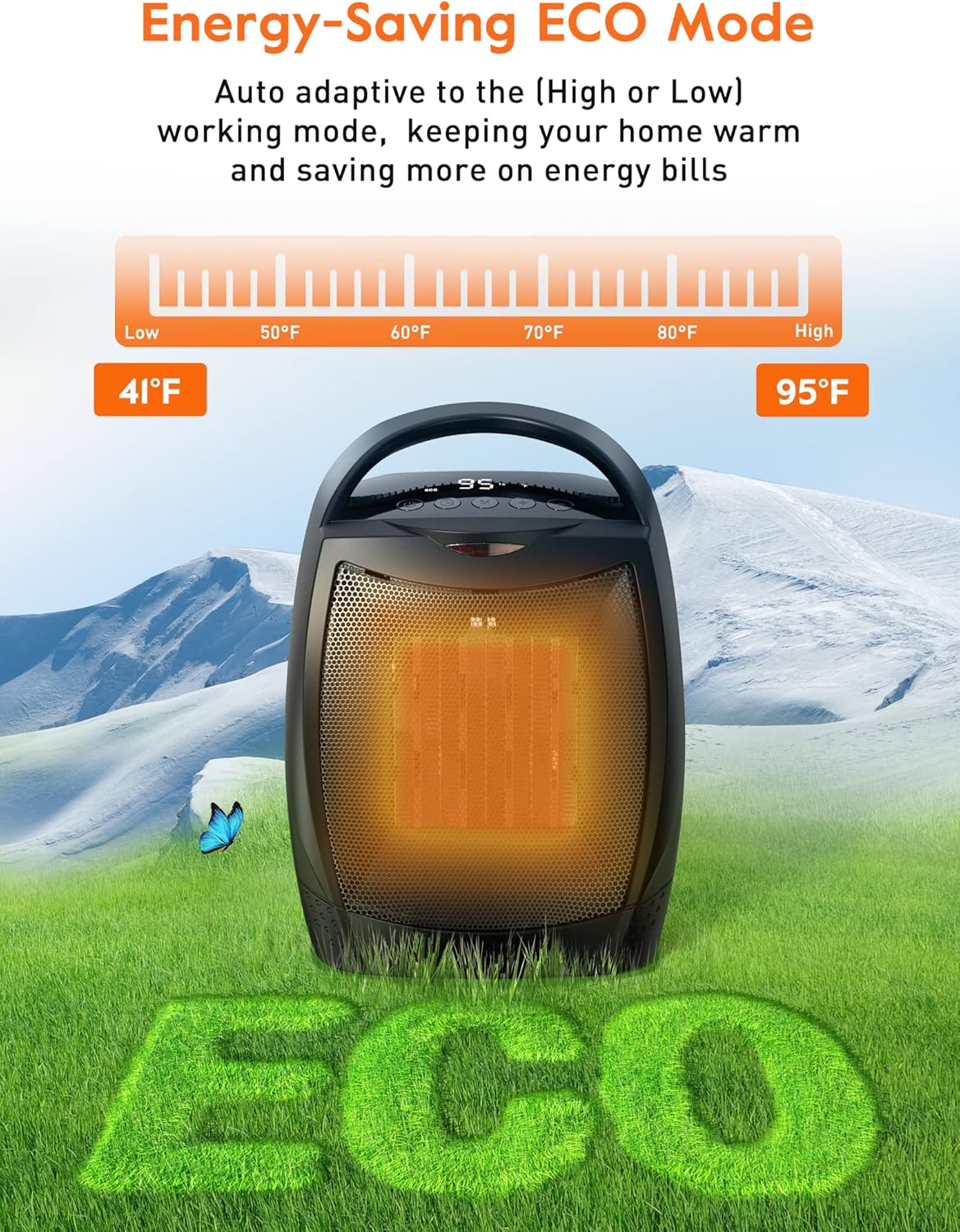 GiveBest Calentador eléctrico portátil, 1500 W750 W, con certificación ETL, calentador de espacio con temporizador, 4 modos, protección contra