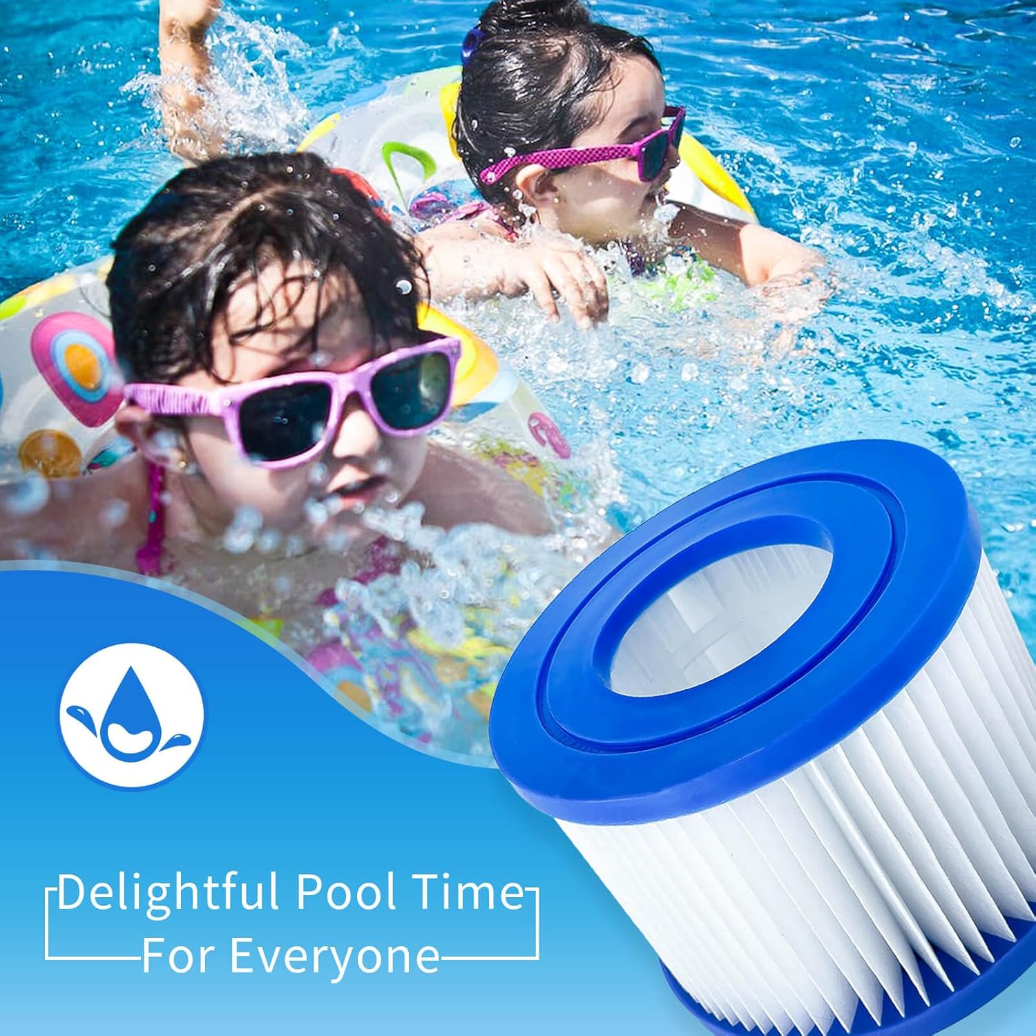 Cartucho de filtro de piscina tipo VI paquete de 6 filtros de repuesto inflables para bañera de hidromasaje y spa compatibles con bomba de filtro de