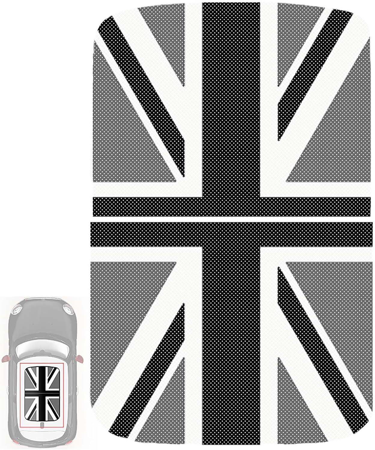 Adhesivo de vinilo para techo corredizo automotriz para R55 R56 (1 juego de 2 unidades, bandera de Union Jack gris, vinilo)