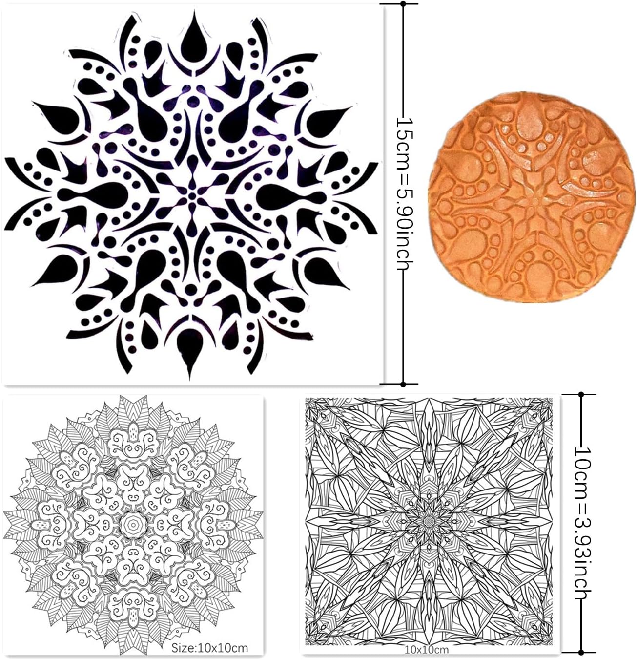 Hojas de sello de textura de silicona prémium para joyas de arcilla polimérica y aretes de arcilla, juego de 3 patrones florales y únicos, fácil de