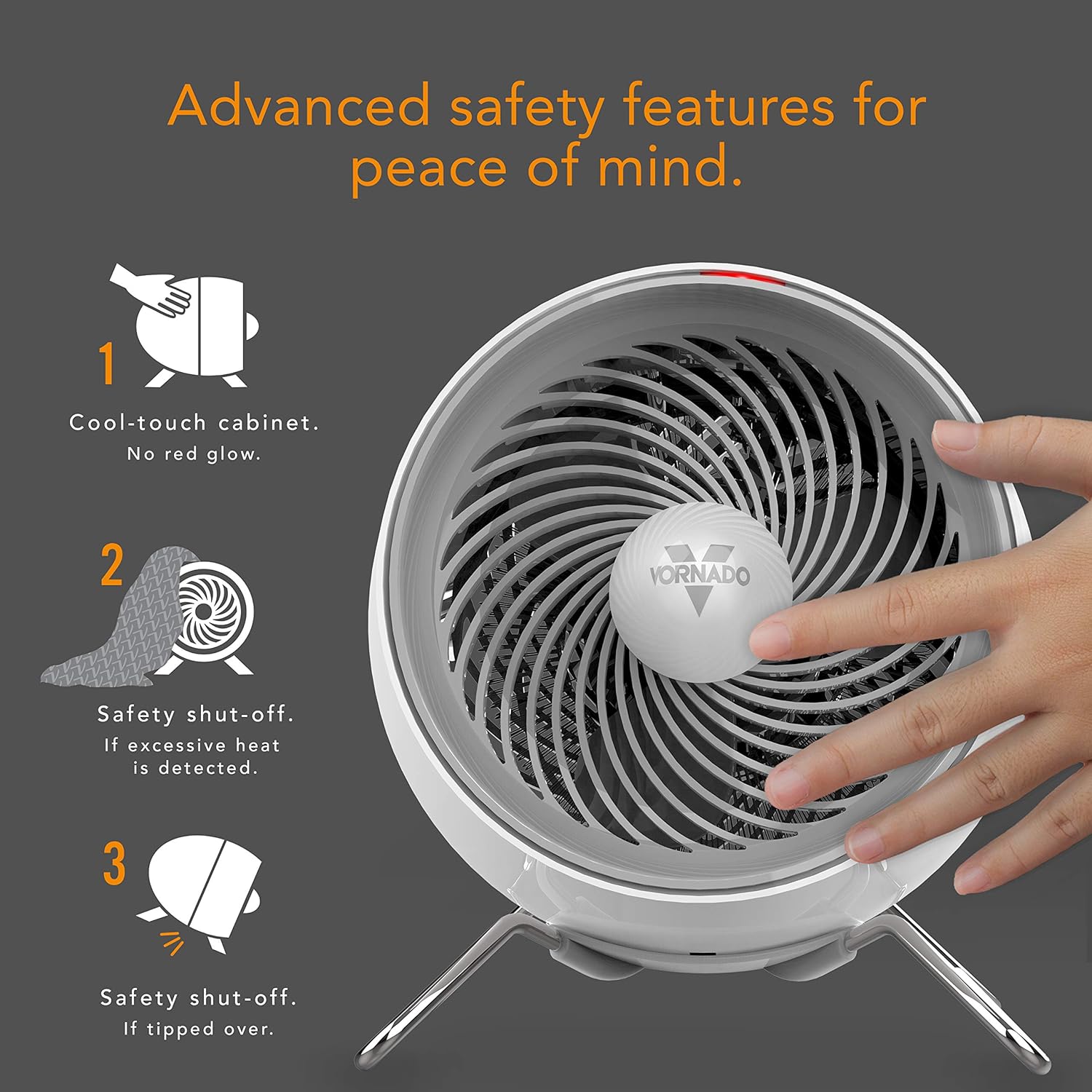 Vornado Pivot Heat – Calentador eléctrico con 20 grados de inclinación, termostato ajustable, características de seguridad avanzadas, para el hogar