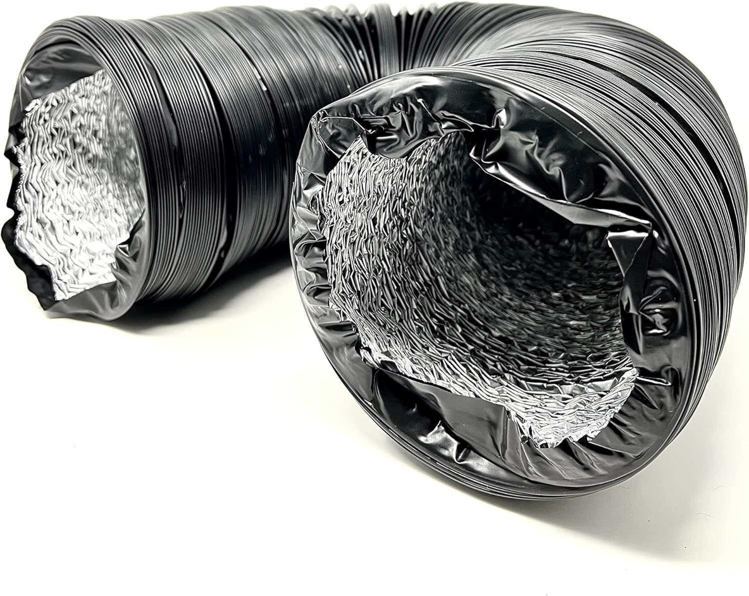 Manguera de ventilación para secadora de conductos de aluminio flexible sin aislamiento de 4 pulgadas y 25 pies para ventilación HVAC con dos