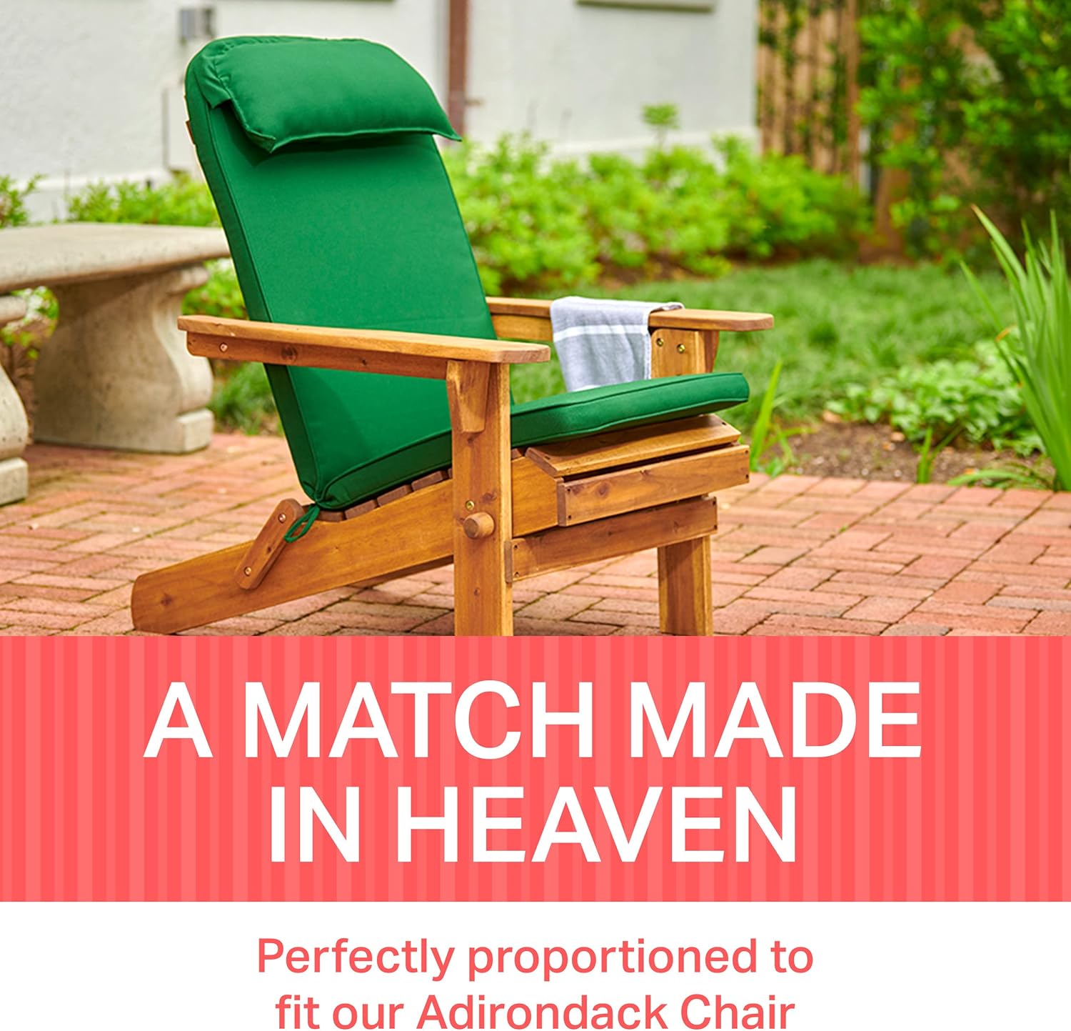 Plant Theatre Adirondack – Cojín para silla de patio con respaldo alto para muebles de exterior, cojines de sillas de exterior para mecedoras,