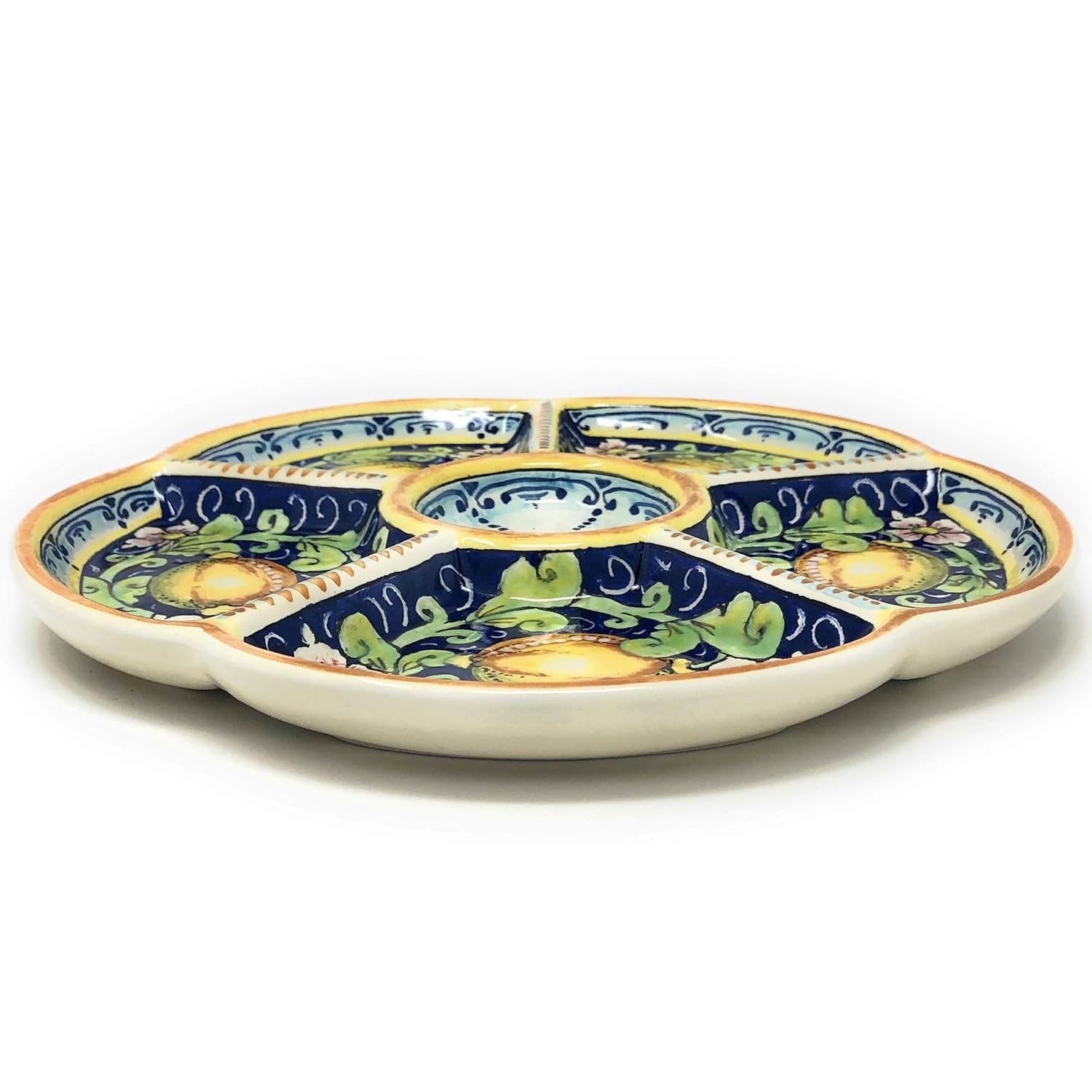 CERAMICHE D’ARTE PARRINI – Italian Ceramic Serving Appetizer Tray Plate Pottery Decorative Lemons Hand Painted Made in ITALY Tuscan