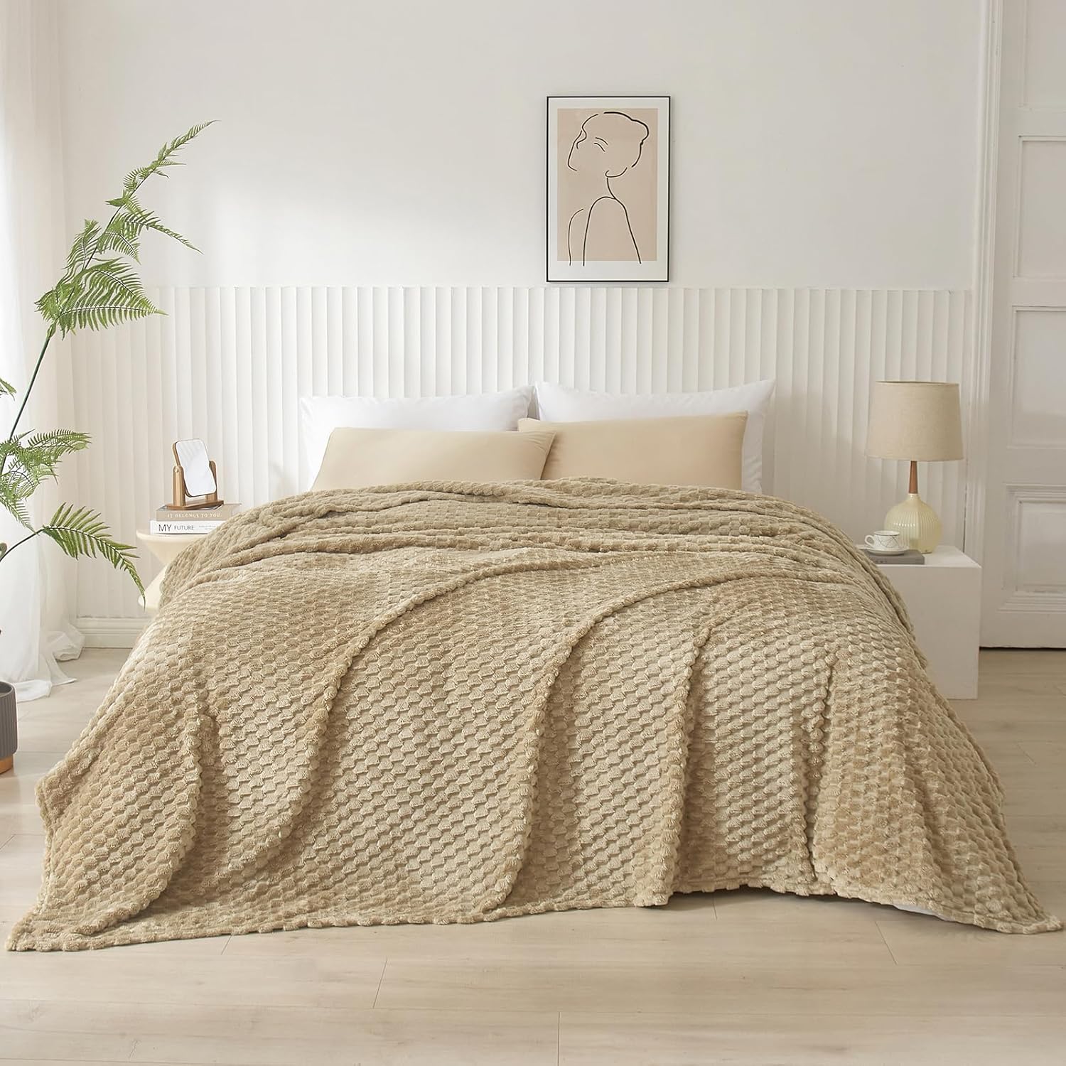 PHF Manta de forro polar de franela ultra suave, tamaño individual, manta ligera de forro polar jacquard 3D, no se desprende, no hace bolitas,