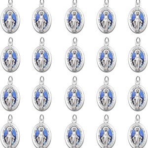 50 piezas de aleación de esmalte azul milagroso medalla ovalada Nuestra Señora Colgantes Virgen María para mujeres y hombres DIY católico collar 50 piezas de aleación de esmalte azul milagroso medalla ovalada Nuestra Señora Colgantes Virgen María para mujeres y hombres DIY católico collar