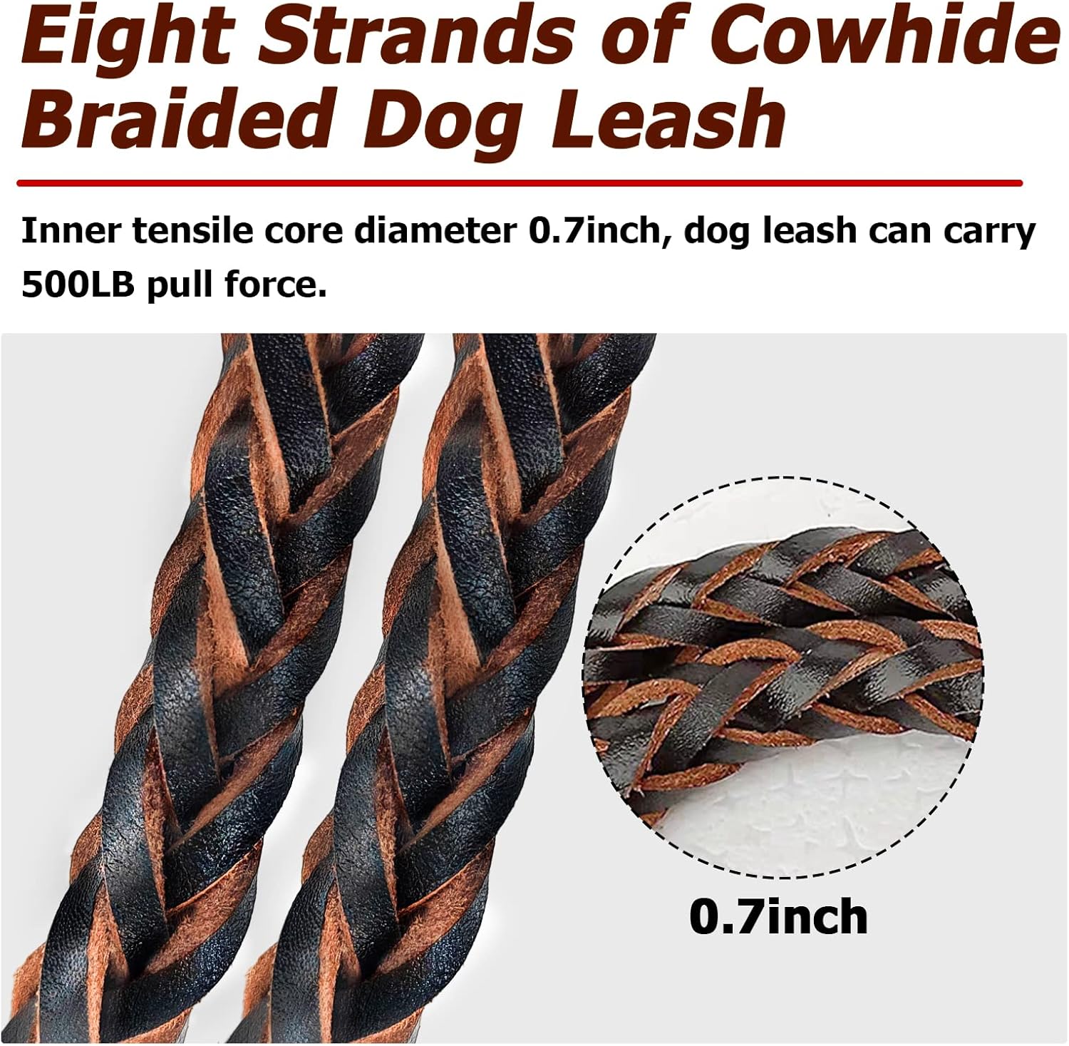 Correa de cuero para perro, correa trenzada duradera para entrenamiento de perros, correas de cuero resistente, correa de cuero suave y cómoda para