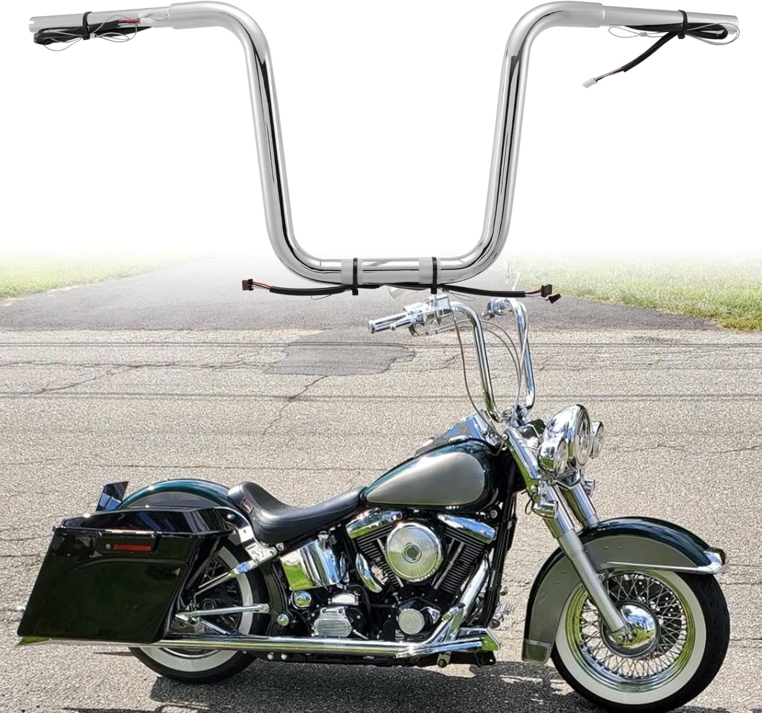 TIGERSGATE Manillares especiales precableados de 12 pulgadas Rise Road King de 1 14 pulgadas para Harley Road King Special FLHRXS 2017 y