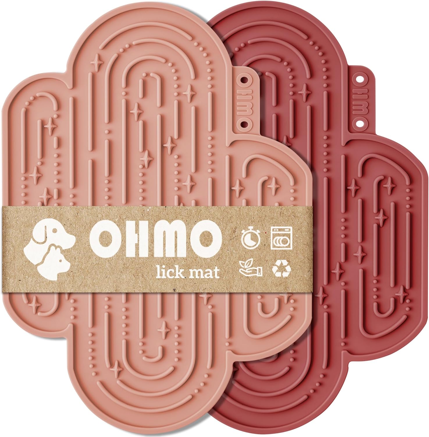 OHMO – Alfombrilla para lamer cactus para perros y gatos (paquete de 2) Comedero lento para mascotas fácil de limpiar con ventosas, almohadilla para