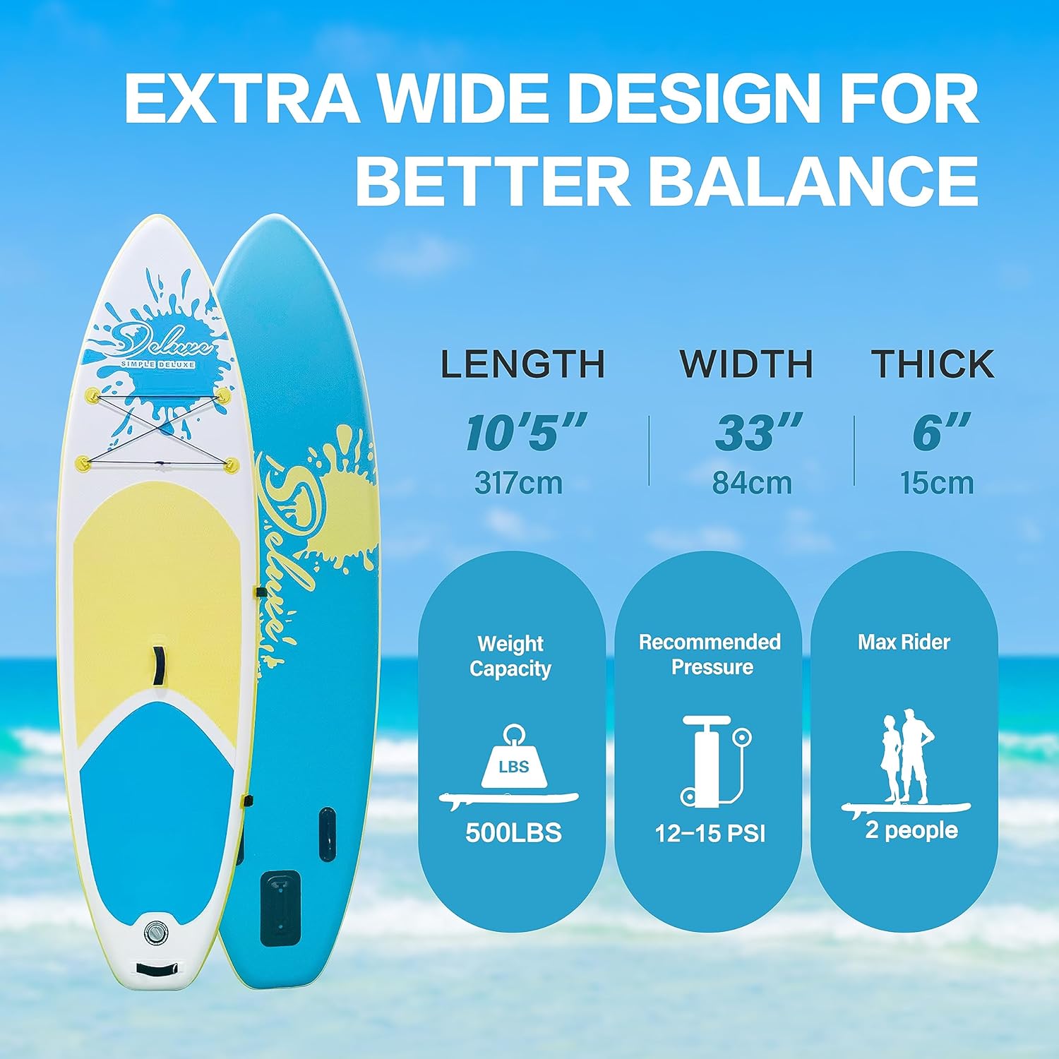 Tabla de remo inflable Simple Deluxe Premium para todos los niveles de habilidad, tablas de remo rosa para adultos y jóvenes, tablas de remo