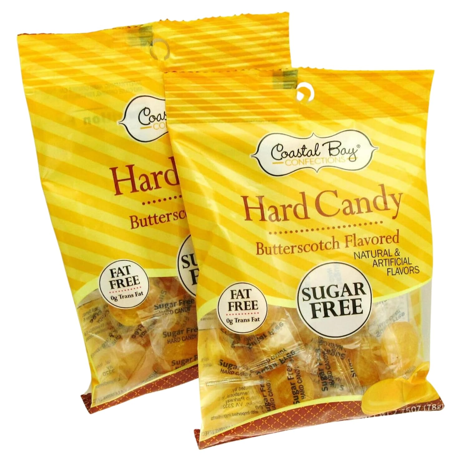 RE8TIESS Coastal Bay Confections – Caramelos duros sin azúcar, sabor a caramelo, bolsas de regalo de 2.75 onzas, cesta de fiesta, relleno de
