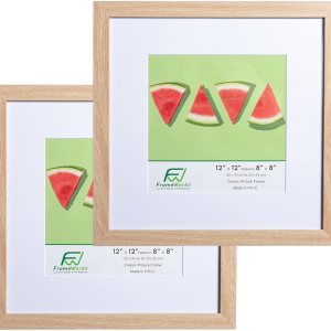 FrameWorks Marco de fotos clásico de madera de 12 x 12 a 8 x 8 pulgadas, vidrio templadoroble natural, paquete de 2 unidades FrameWorks Marco de fotos clásico de madera de 12 x 12 a 8 x 8 pulgadas, vidrio templadoroble natural, paquete de 2 unidades