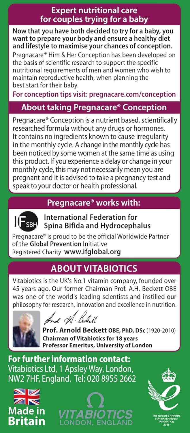 Vitabiotics – Pregnacare – His & Her Conception – 2×30 Tablets