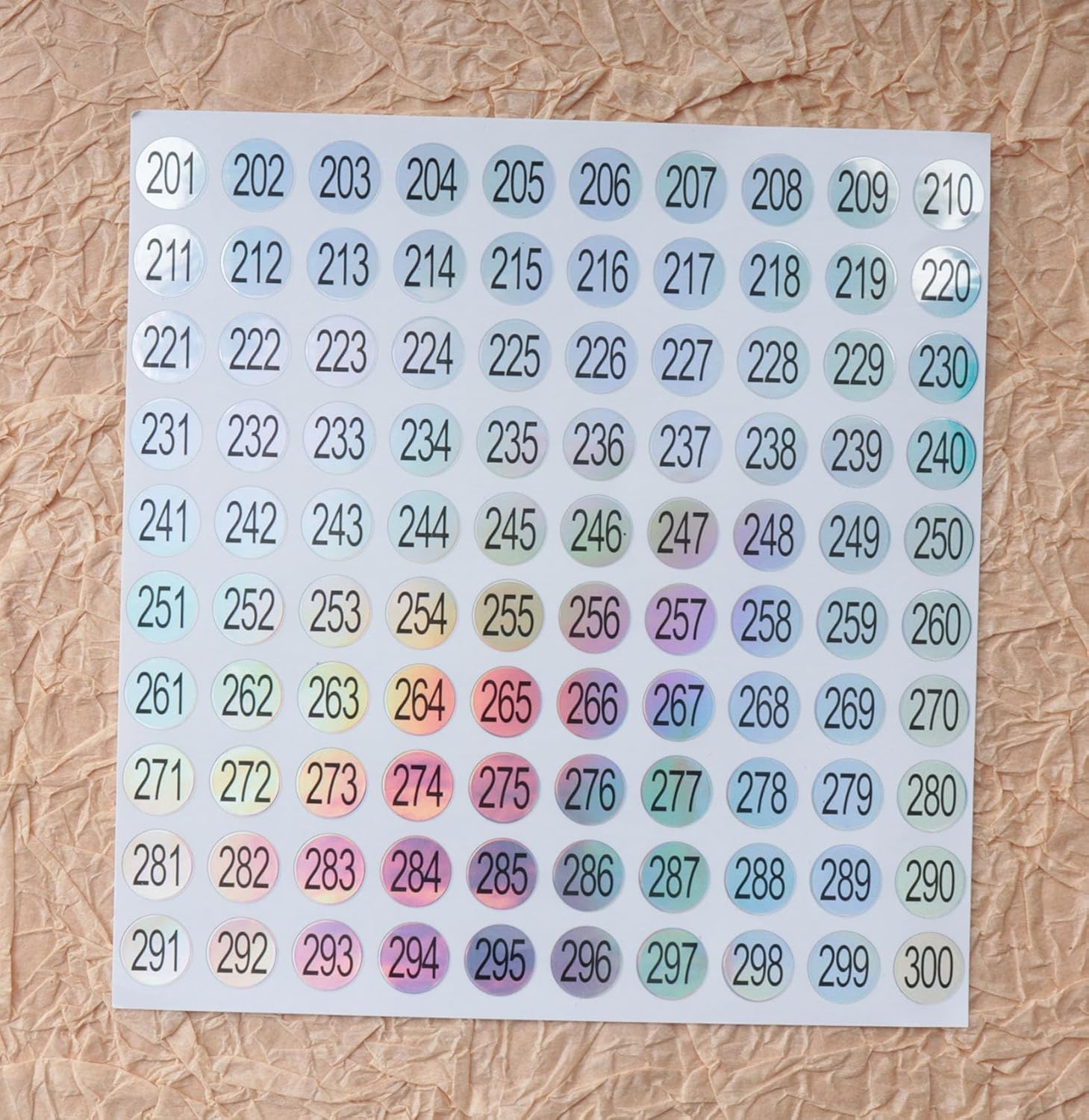 Ruwado 10 hojas de calcomanías de números del 1 al 100 unidades, autoadhesivas de 0.39 pulgadas, pequeñas etiquetas láser reflectantes impermeables