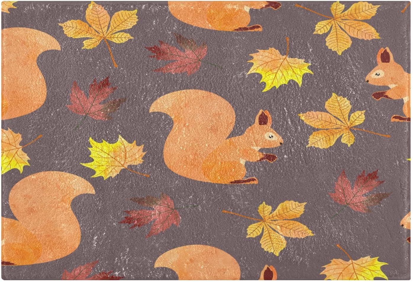 Bathroom Rugs Sets 2 Piece 24×16+24×20 Inch,Soft U-Shaped Contour Toilet Rug Autumn Squirrel Cute Non-Slip Absorbent Bath Floor Mat Carpet Set Water