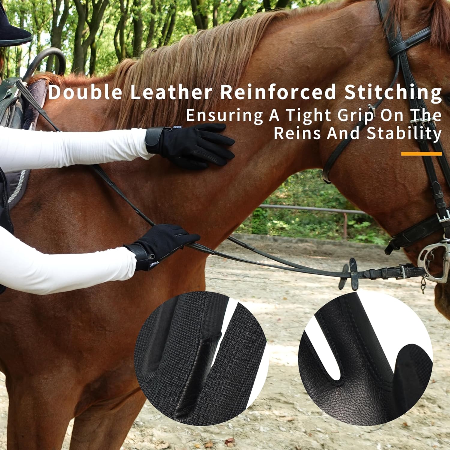 ONNAS Premium Goat Leather Equestrian Horse Riding Gloves Women for Outdoor, Touchscreen Professional GripPro Breathable Windproof for Girls Ladies