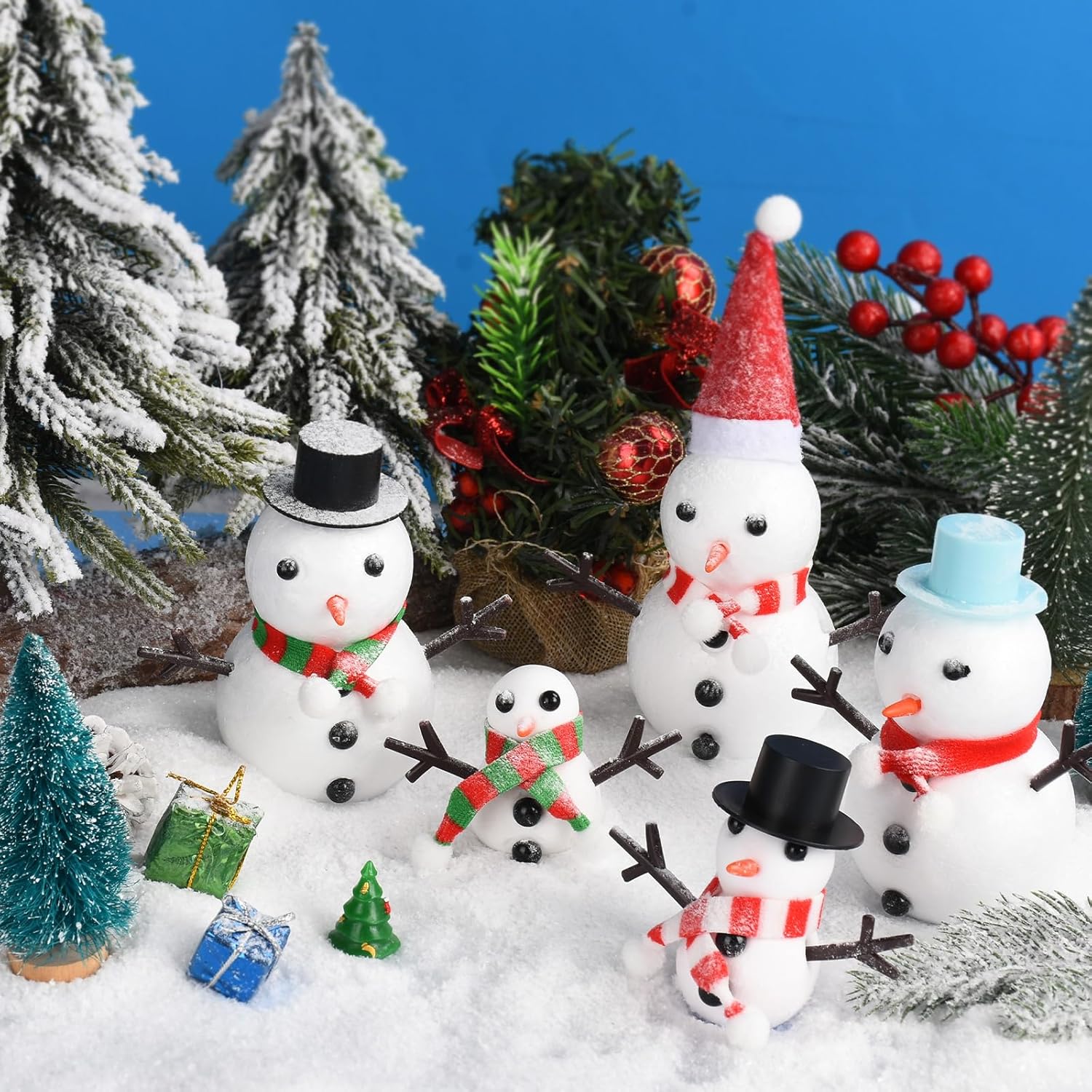 Kit de 12 piezas para construir un muñeco de nieve, manualidades de muñeco de nieve para niños, kit de bricolaje para niños y niñas de 4 a 12 años