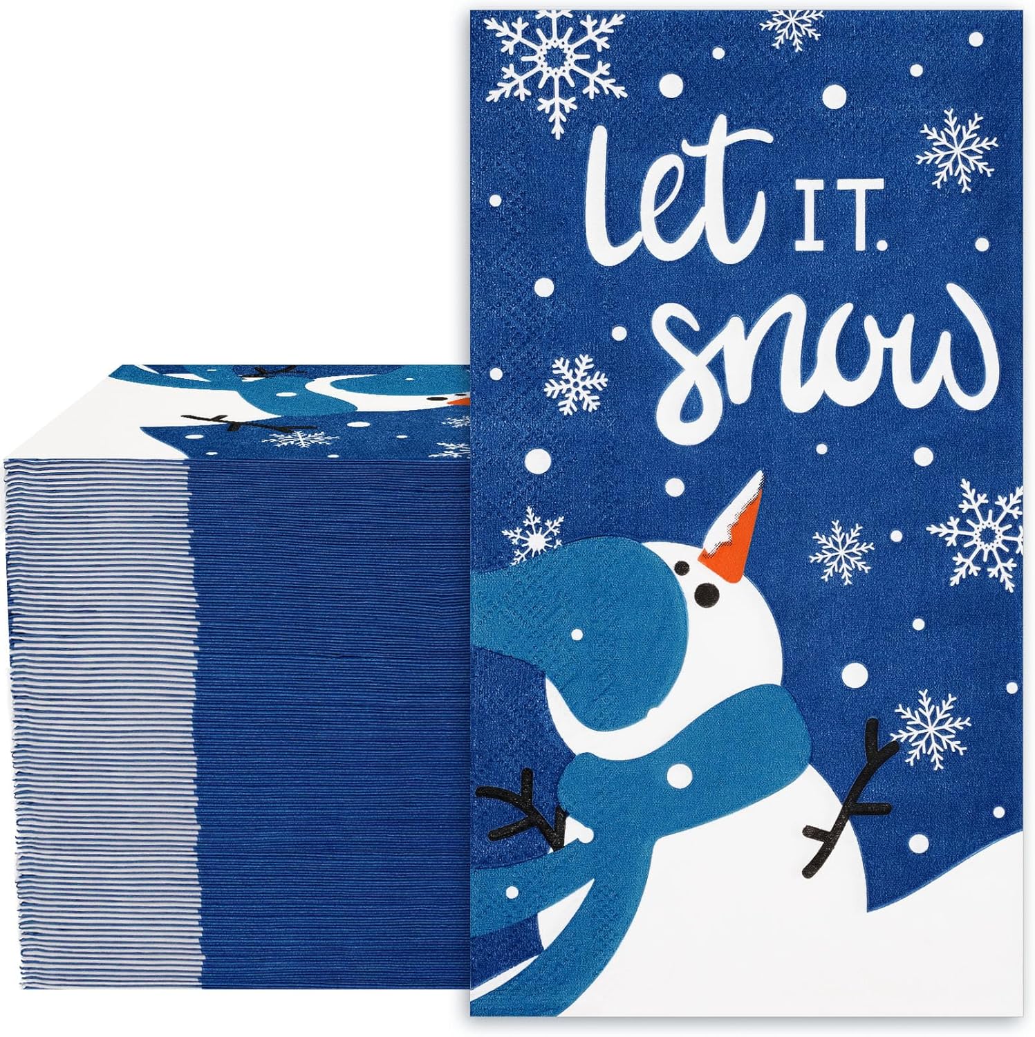 Whaline Servilletas de Navidad para invitados, muñeco de nieve, 3 capas, desechables, de papel, para invierno, suministros de fiesta, decoración de