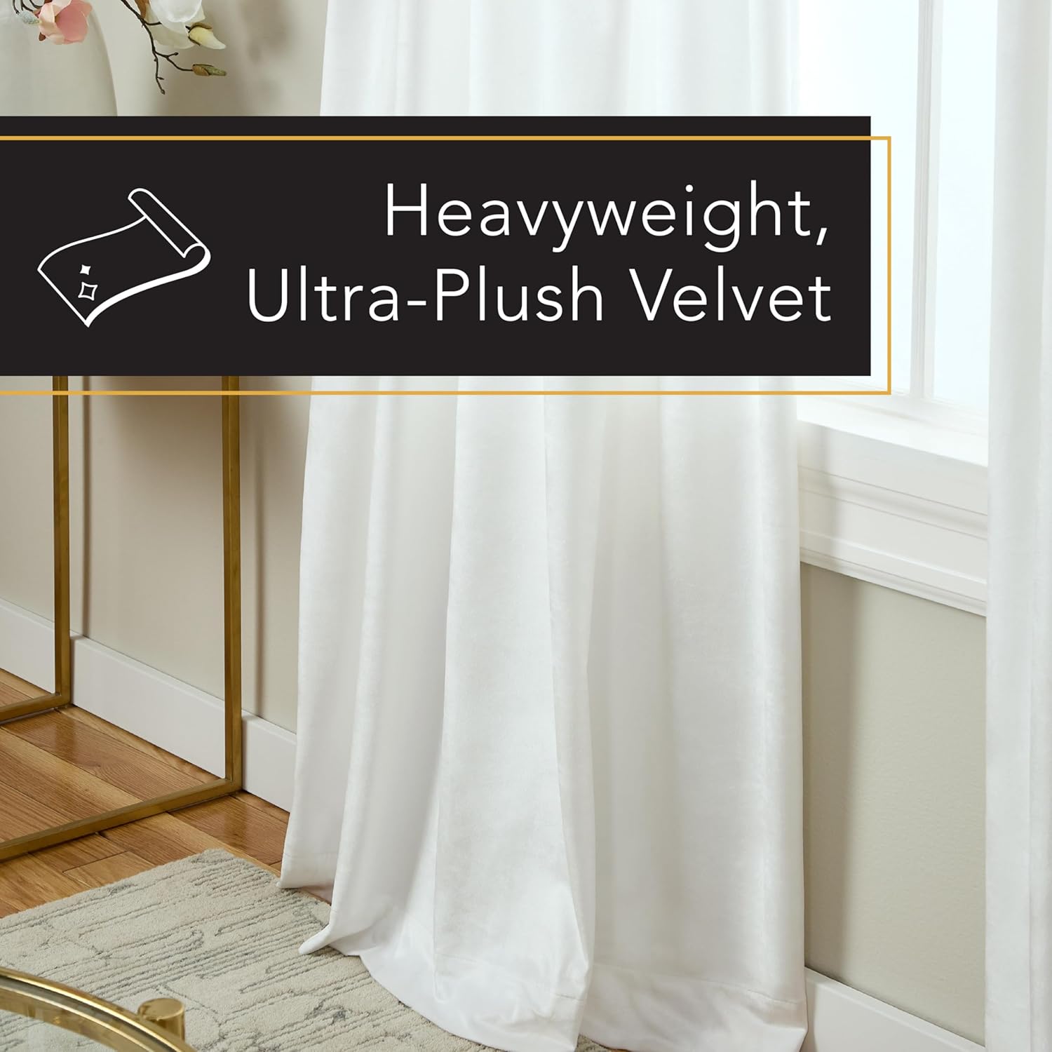 Exclusive Home – Par de paneles de cortinas plisadas pesadas de terciopelo, 63 pulgadas de largo, color blanco invierno