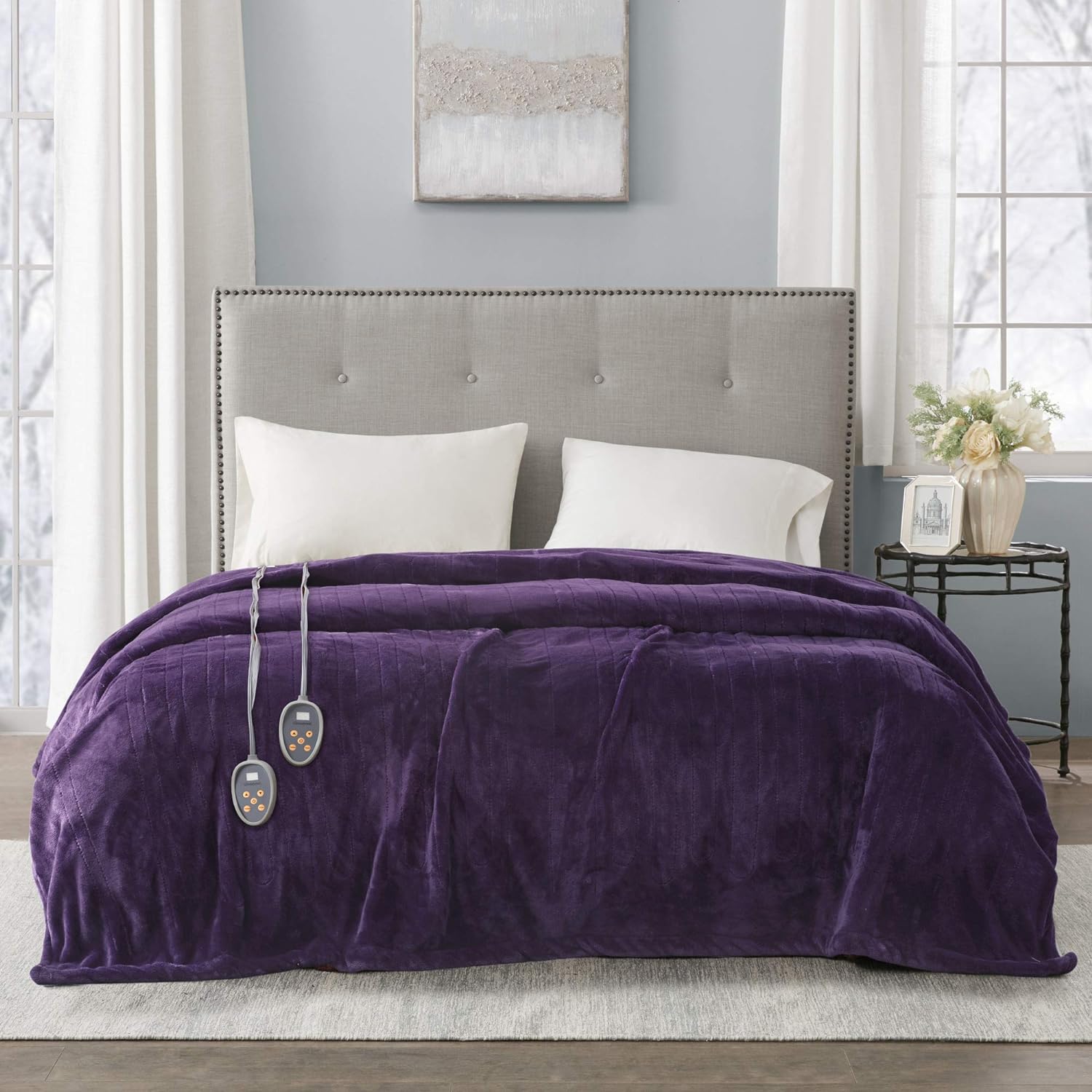 Beautyrest – Manta eléctrica de calentamiento rápido, apagado automático, prácticamente sin campos electromagnéticos, varios ajustes de calor,