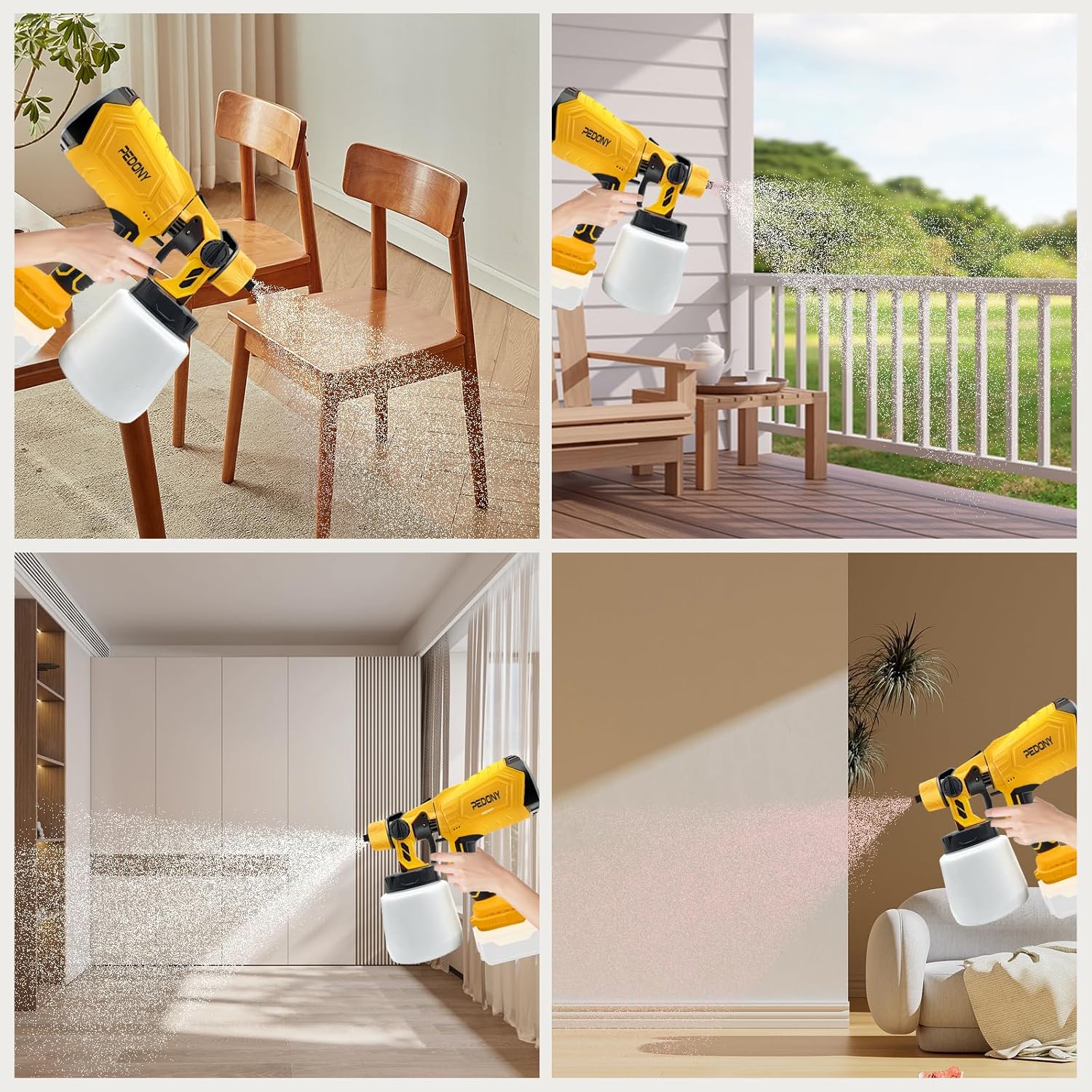 Pulverizador de pintura inalámbrico para batería DeWALT, pistola de pintura en aerosol HVLP con motor sin escobillas, 2 boquillas y 3 patrones,