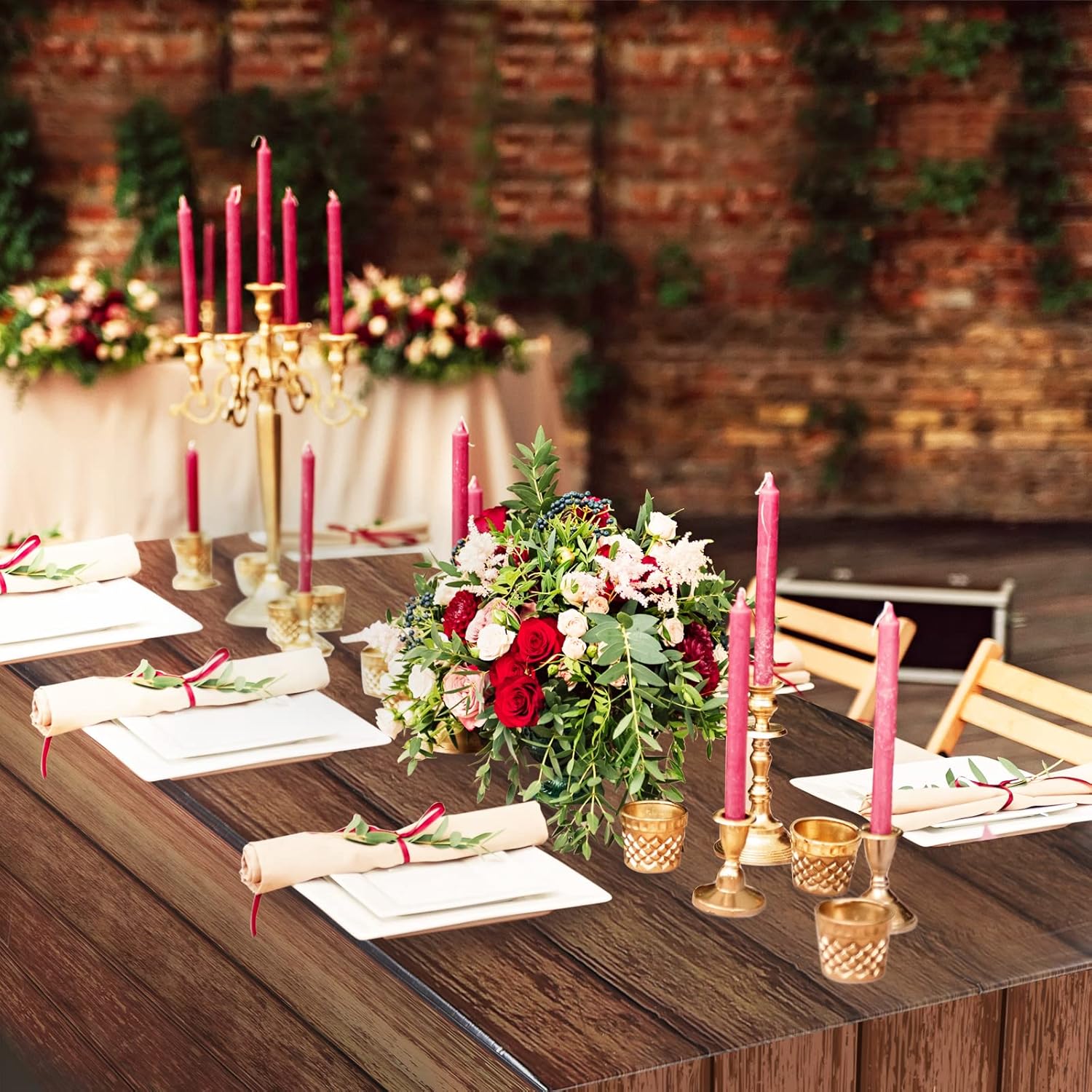 Irenare Mantel de madera de grano de madera, manteles de plástico rústico, rectangular, decoración de mesa para barbacoa, otoño, fiesta de