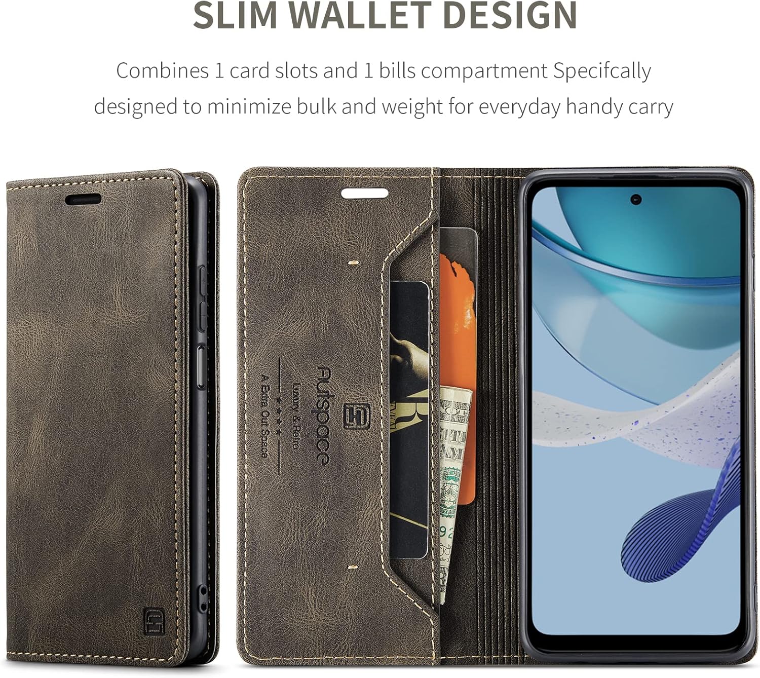 Hongxinyu Funda tipo cartera para Motorola G 5G 2023, funda de piel sintética con tapa para tarjetero, ranura para efectivo, bloqueo RFID, función