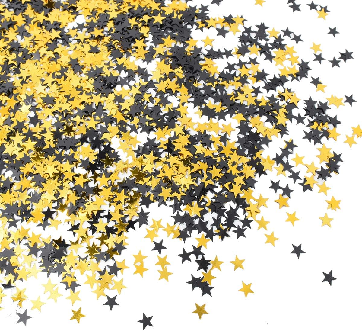 Confeti de estrella negro dorado brillante confeti de mesa para bodas, fiestas, vacaciones, decoración de manualidades, 1.76 oz (alrededor de 4100