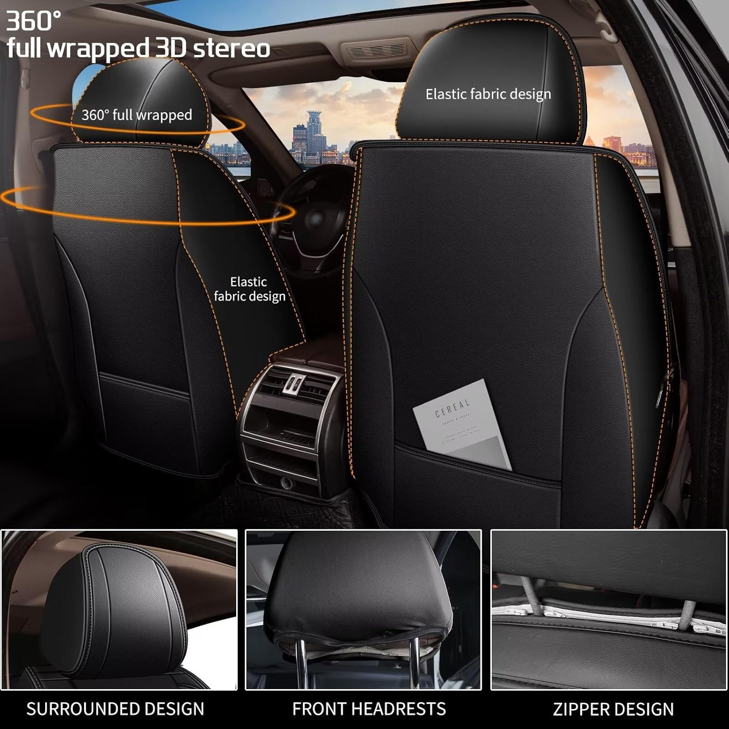 2 fundas de asiento delantero para Volvo XC40 2019-2024 de piel sintética para XC40, fundas de asiento de automóvil, impermeables, protectores