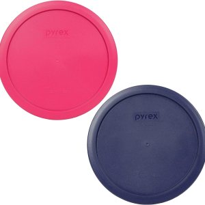 Pyrex 7402-PC 67 tazas (1) azul y (1) tapa redonda de plástico rosa fucsia, fabricada en Estados Unidos Pyrex 7402-PC 67 tazas (1) azul y (1) tapa redonda de plástico rosa fucsia, fabricada en Estados Unidos