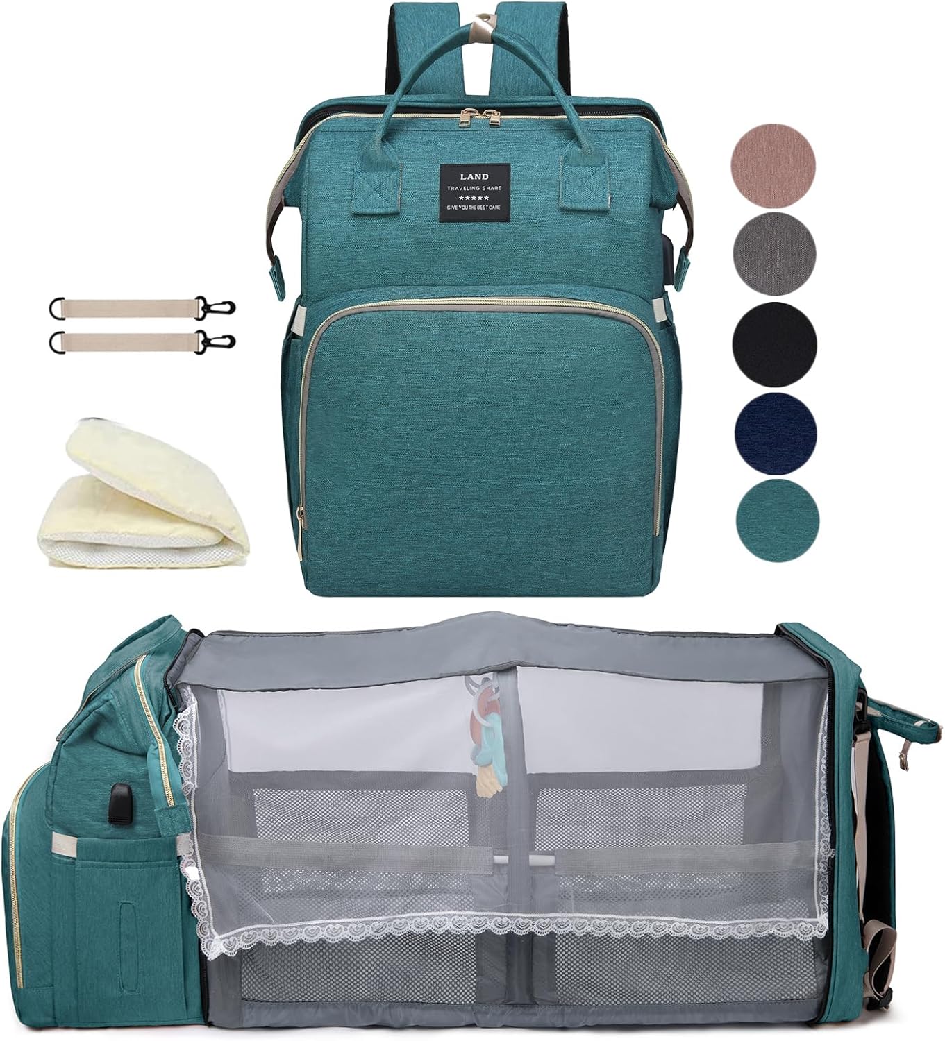 Mochila para pañales con cambiador, Verde, Mochilas Tradicionales