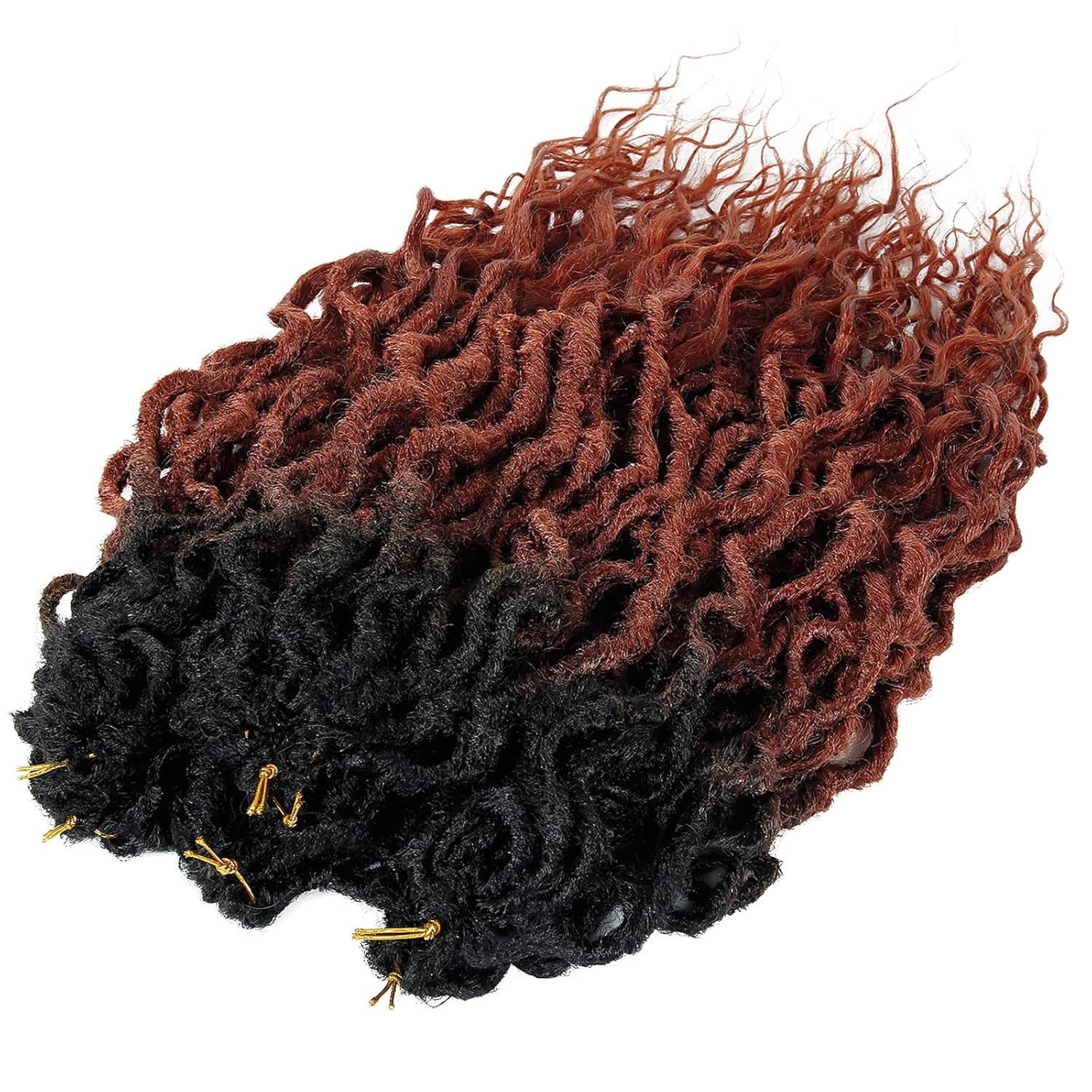Rastas sintéticas de ganchillo de 24 pulgadas, trenzas de ganchillo onduladas, con extremos rizados, extensiones de cabello sintético trenzado (24
