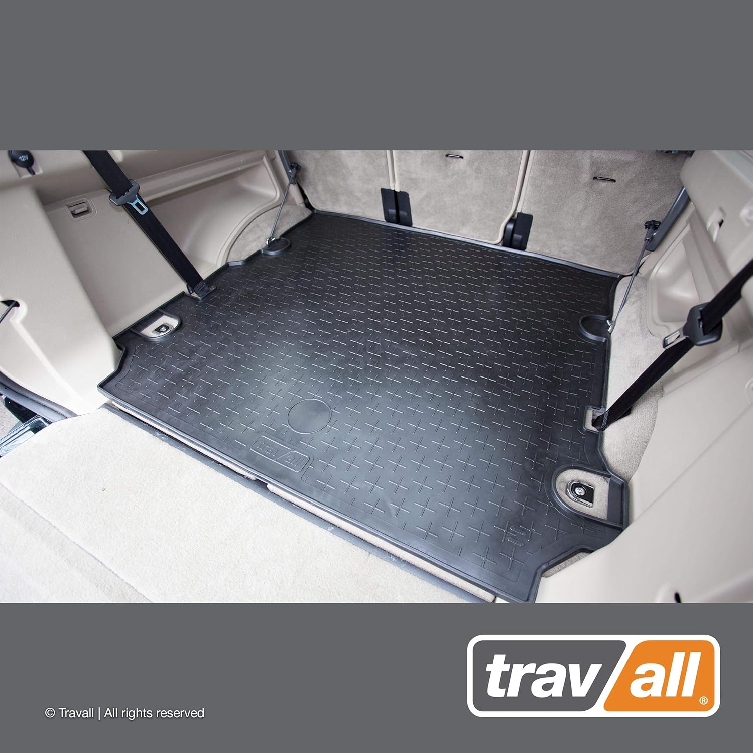 Travall Revestimiento compatible con Land Rover LR3 (2004-2009) y LR4 (2009-2016) TBM1032 – Forro de goma negra para todo tipo de clima para maletero